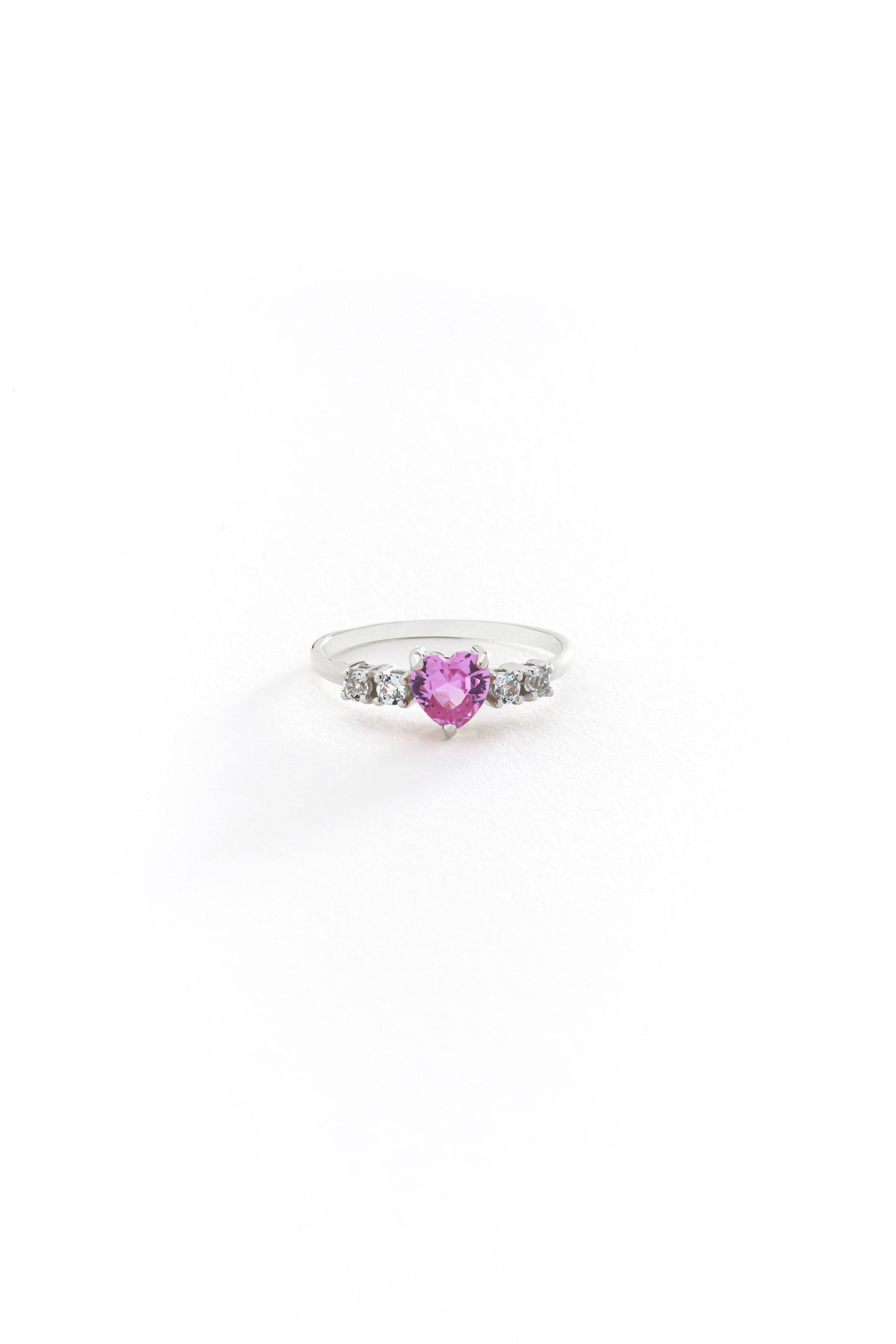 14k Gold Blush Heart Pink Sapphire Ring