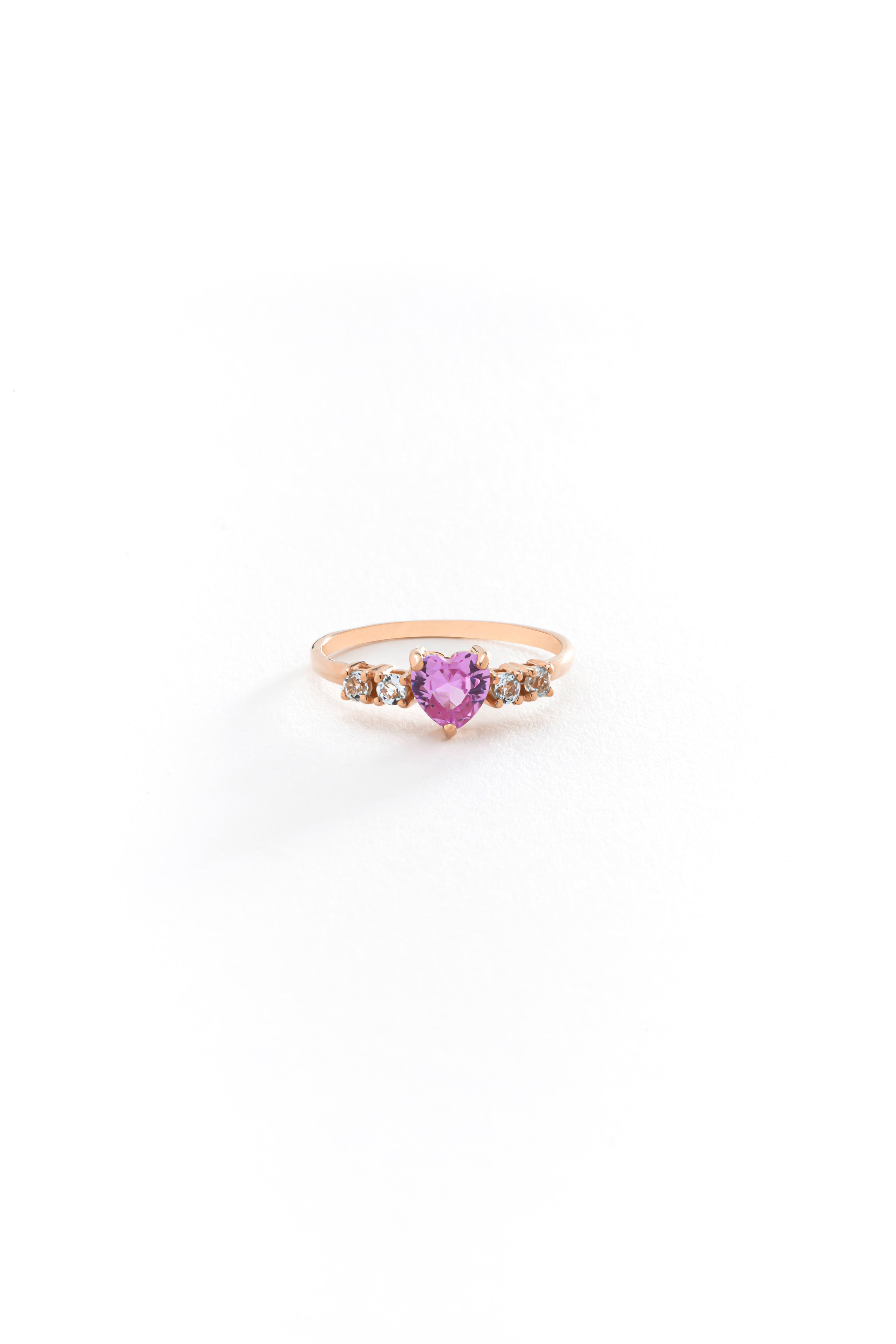 14k Gold Blush Heart Pink Sapphire Ring