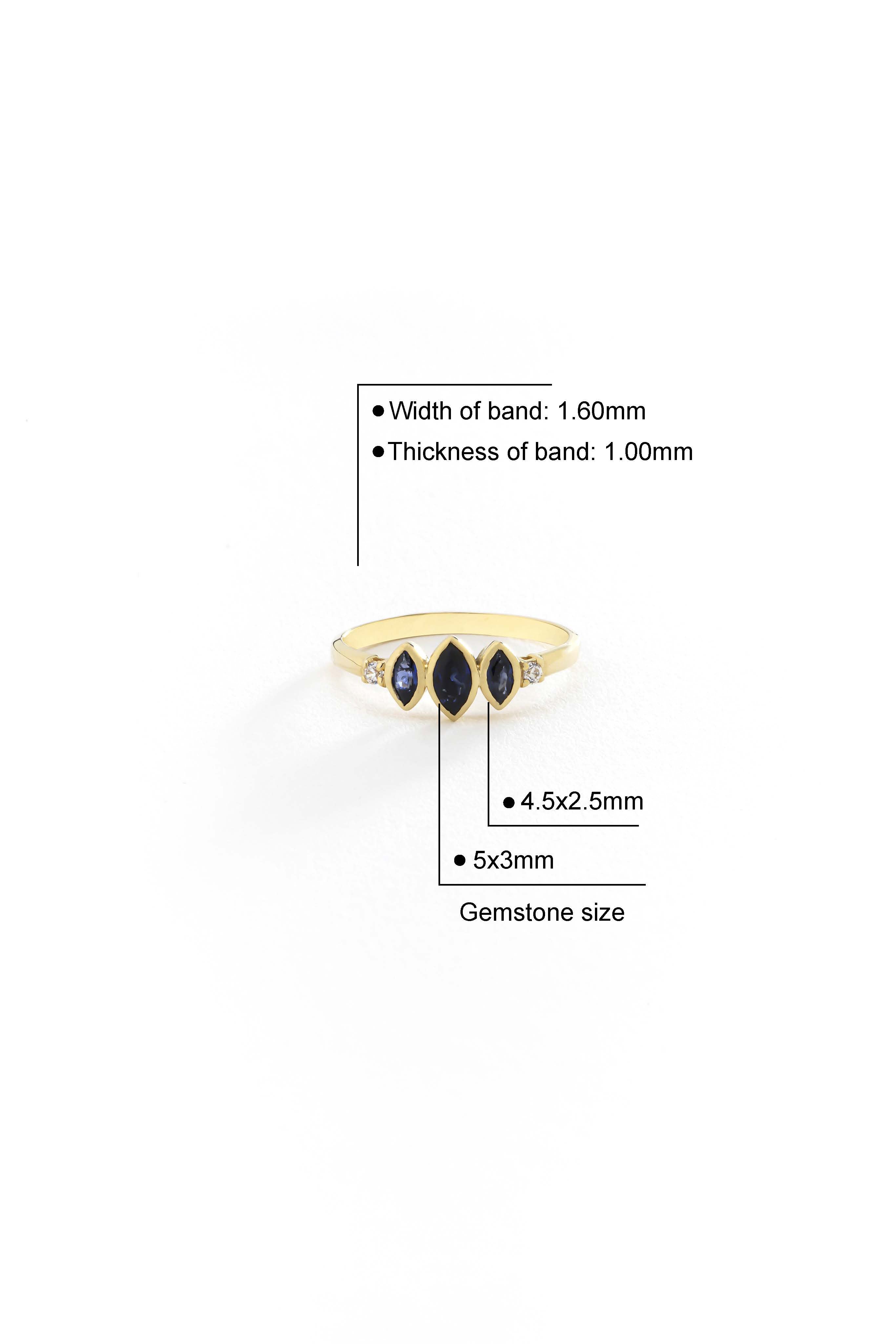 14k Gold Eclipse Blue Sapphire Ring
