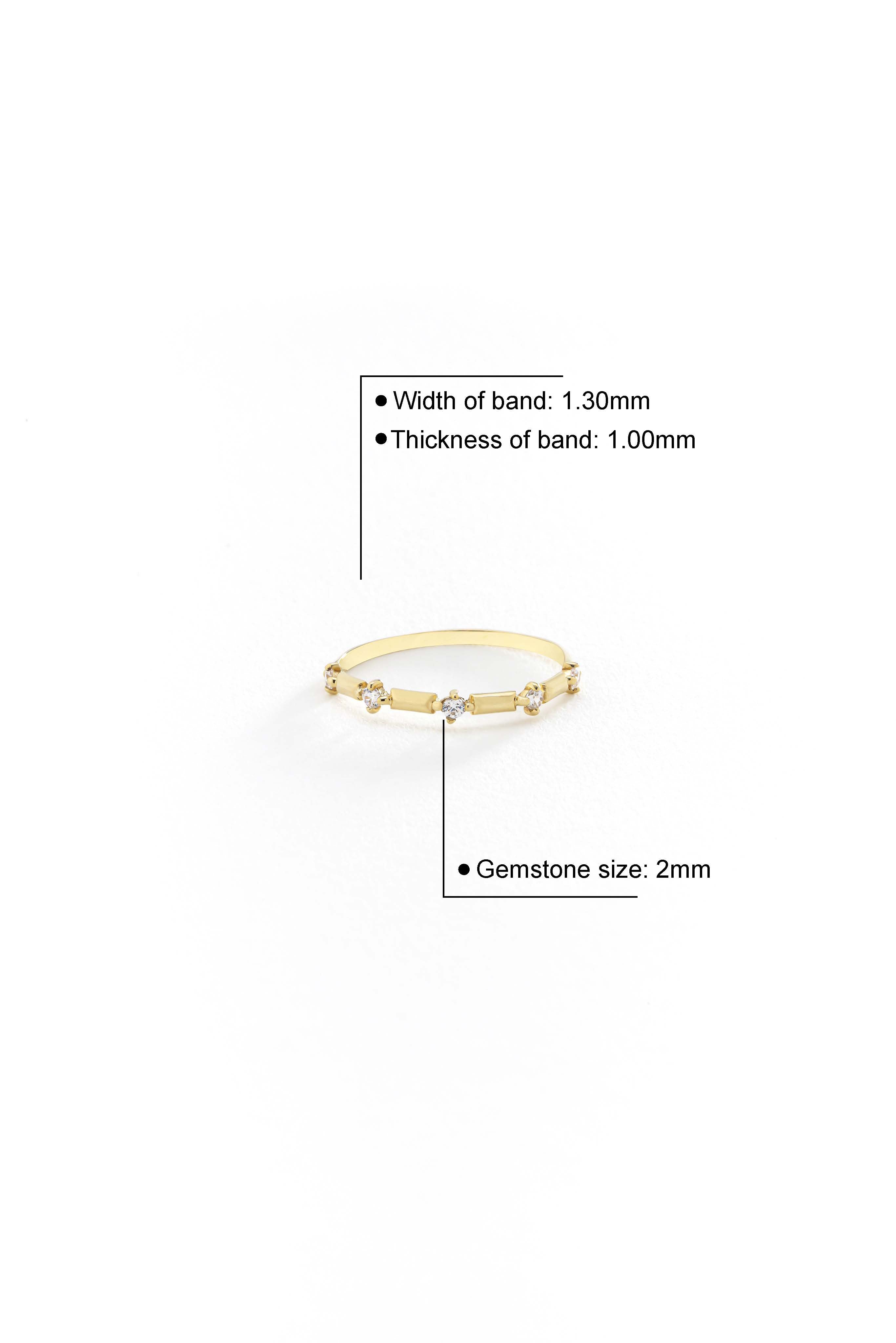 14k Gold Minimal Five Stone Ring