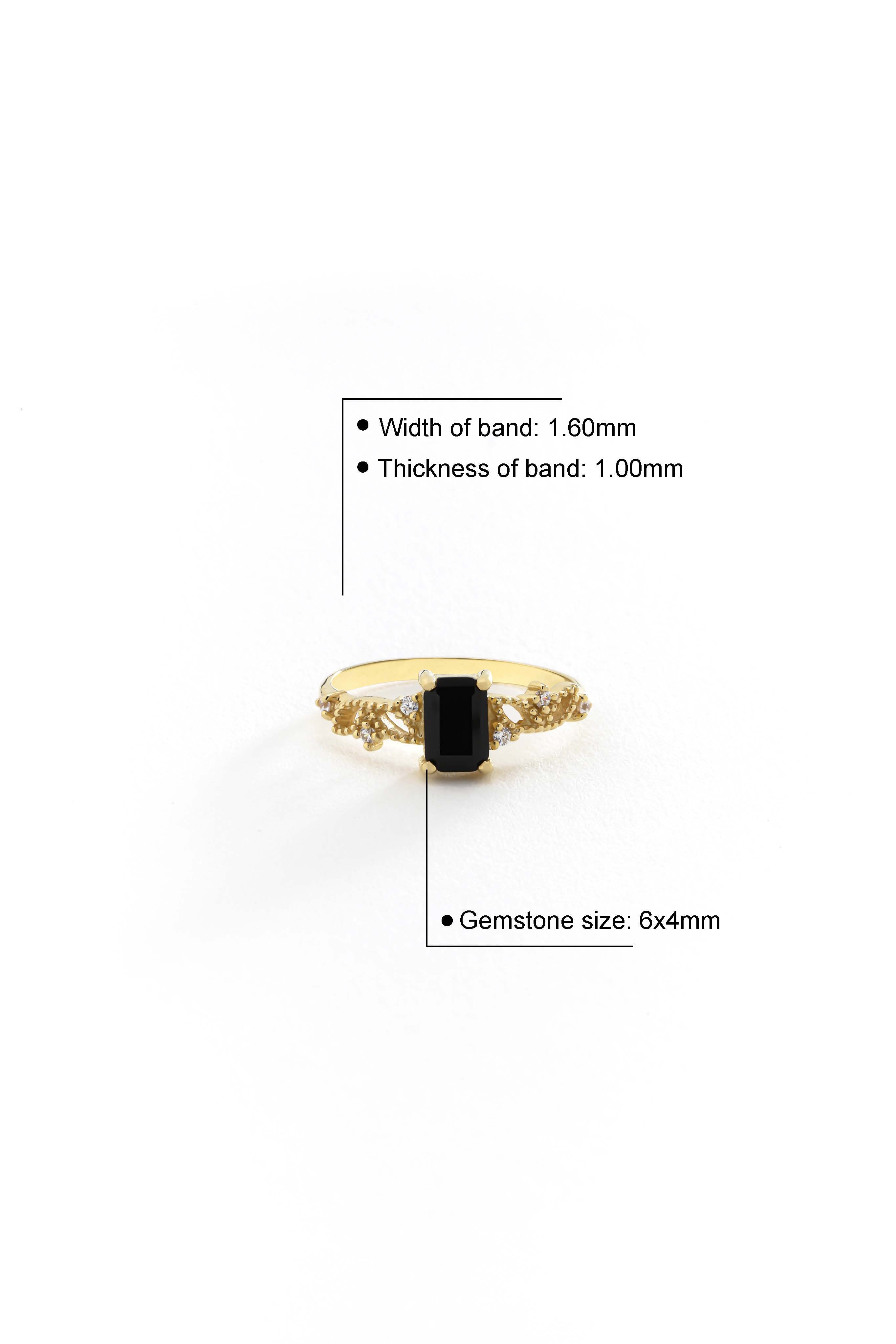14k Gold Dark Elegance Baguette Ring