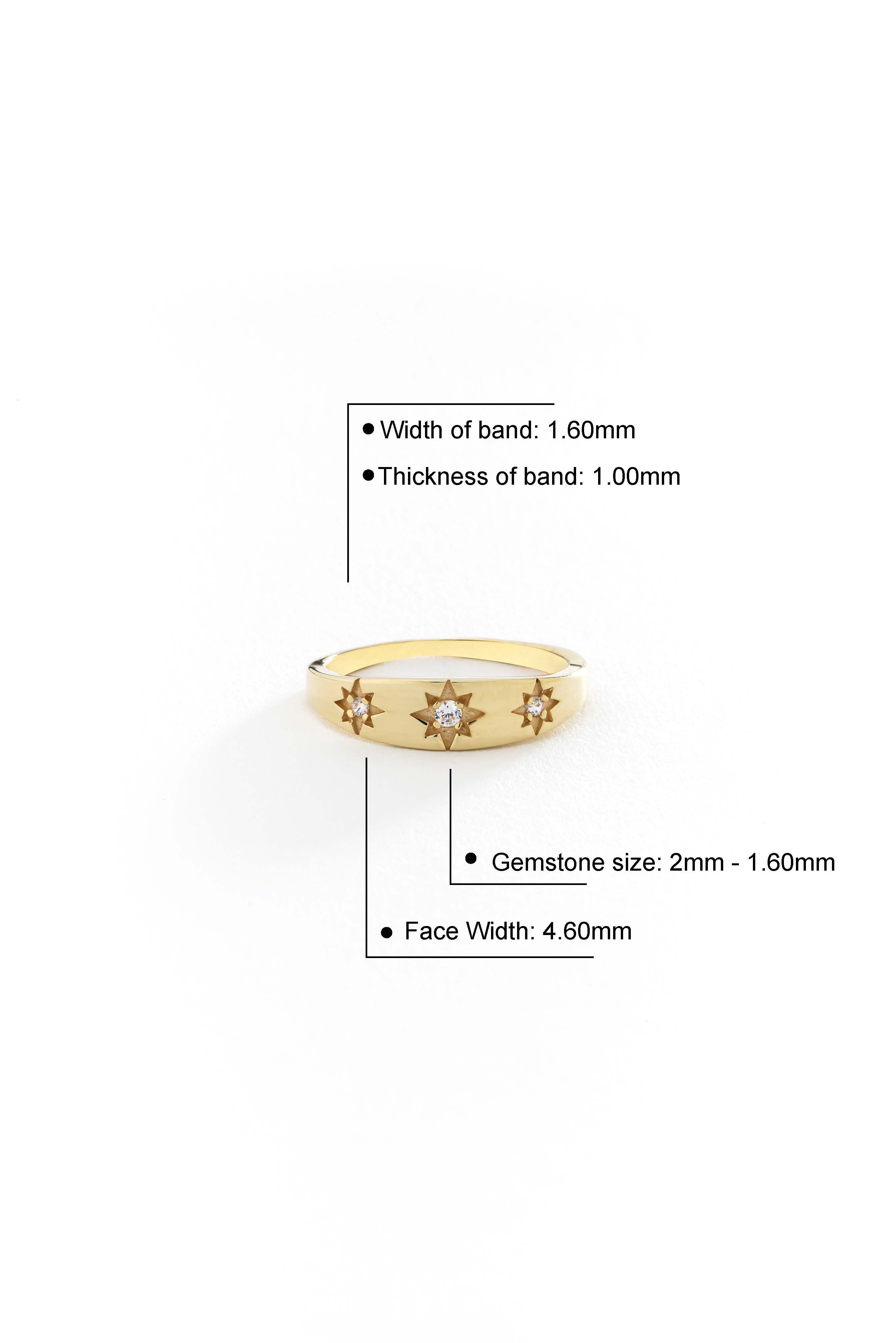 14k Gold Star Burst Ring