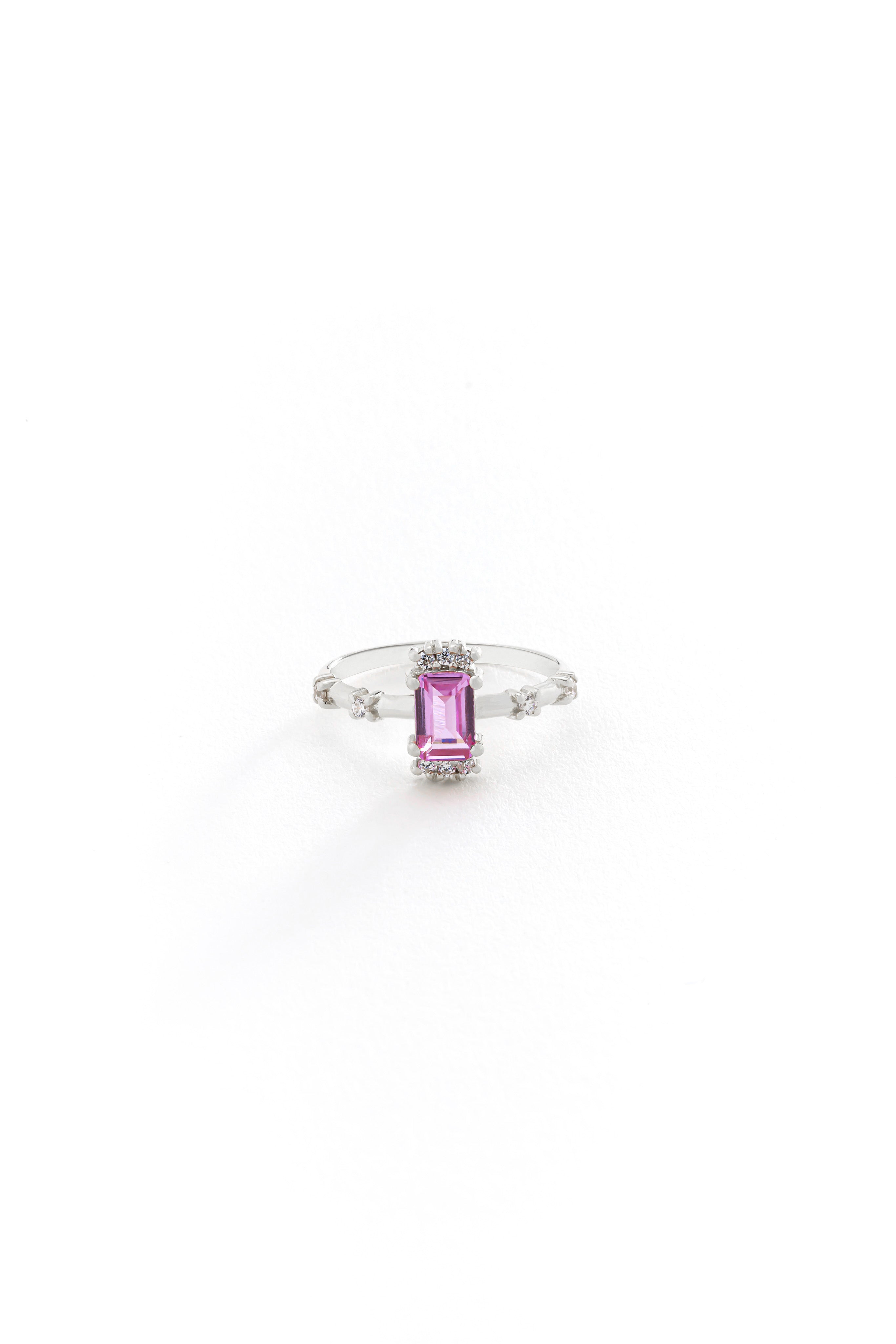 14k Gold Pink Sapphire Baguette Ring