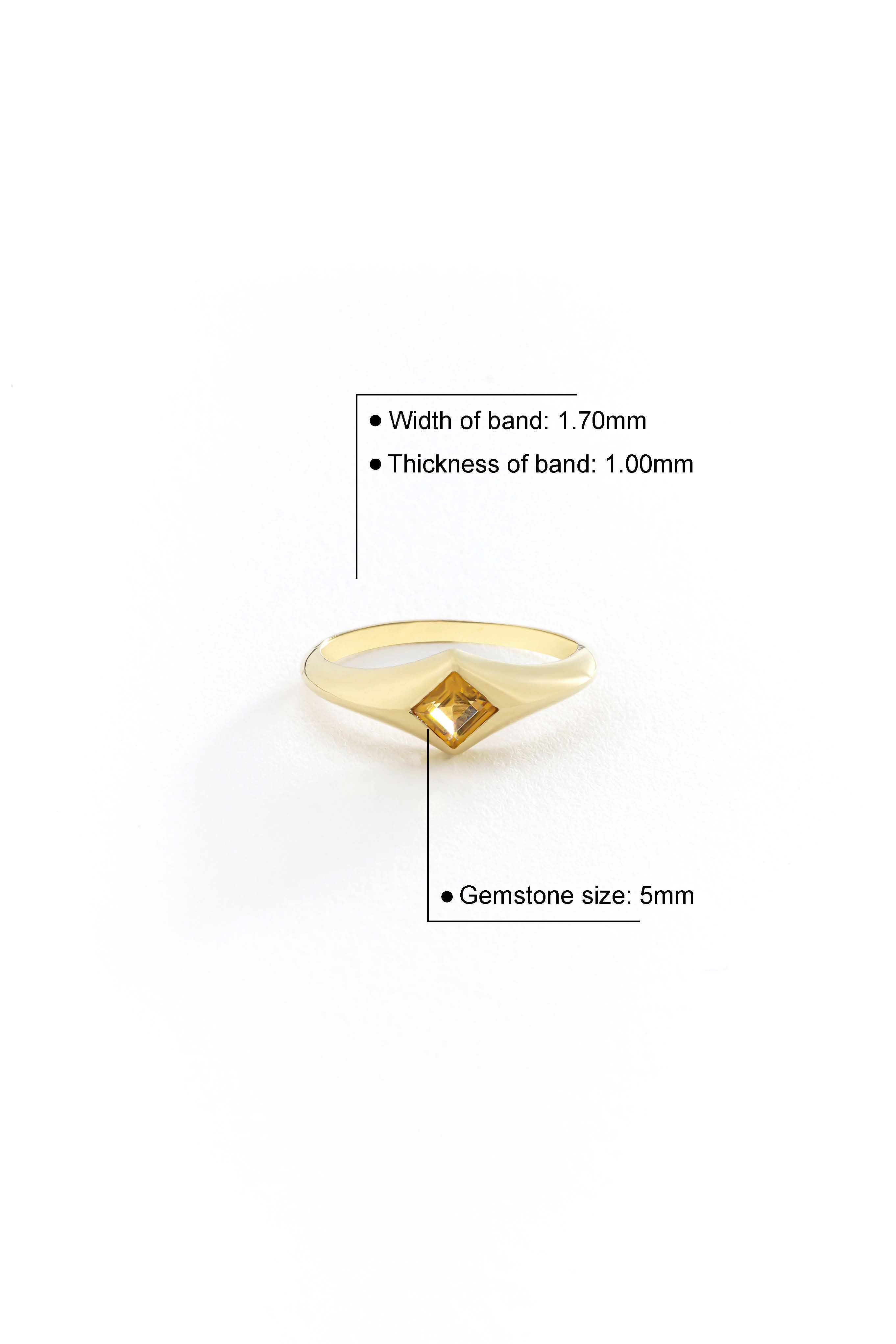 14k Gold Prism Citrine Ring