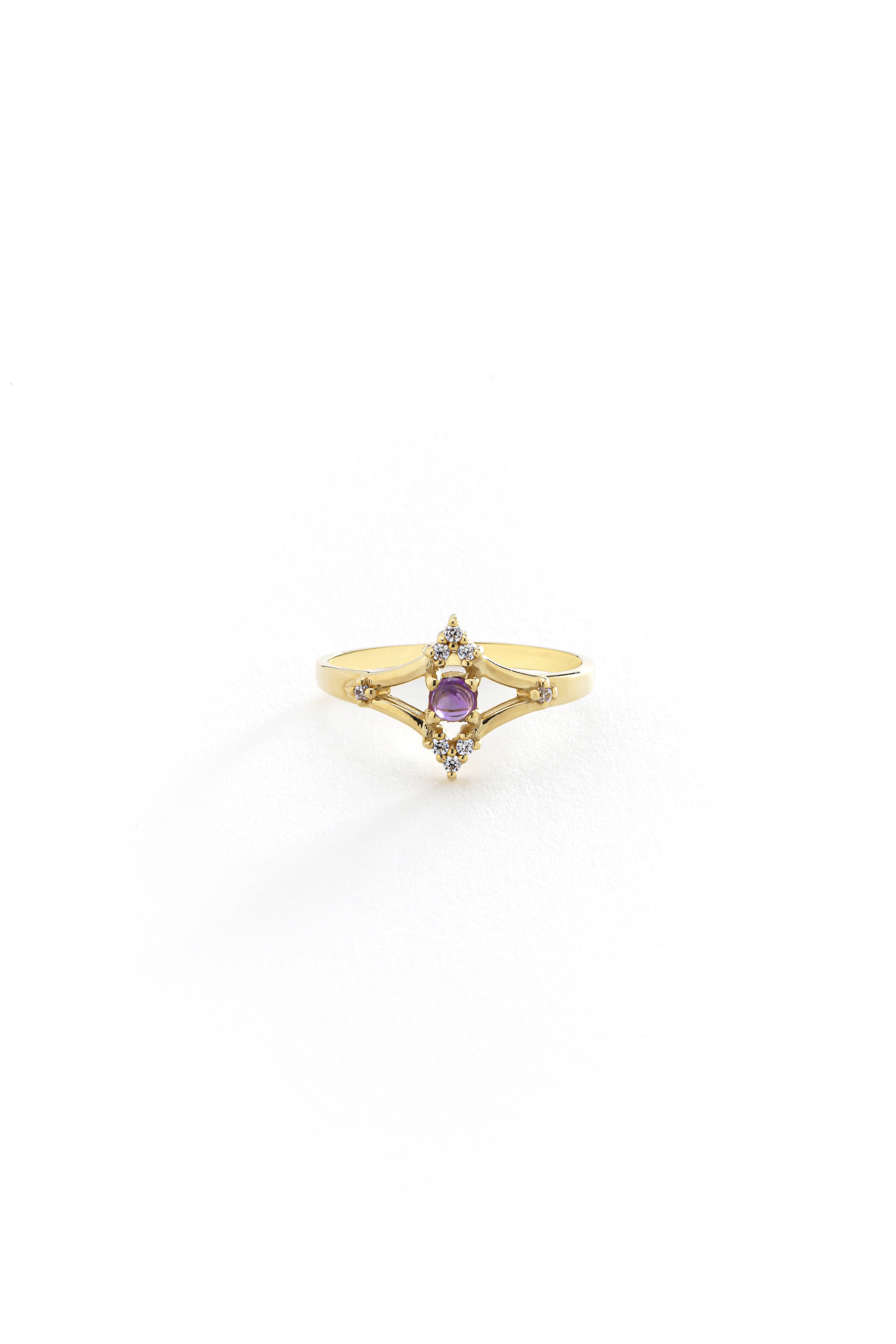 14k Gold Aurora Amethyst Ring