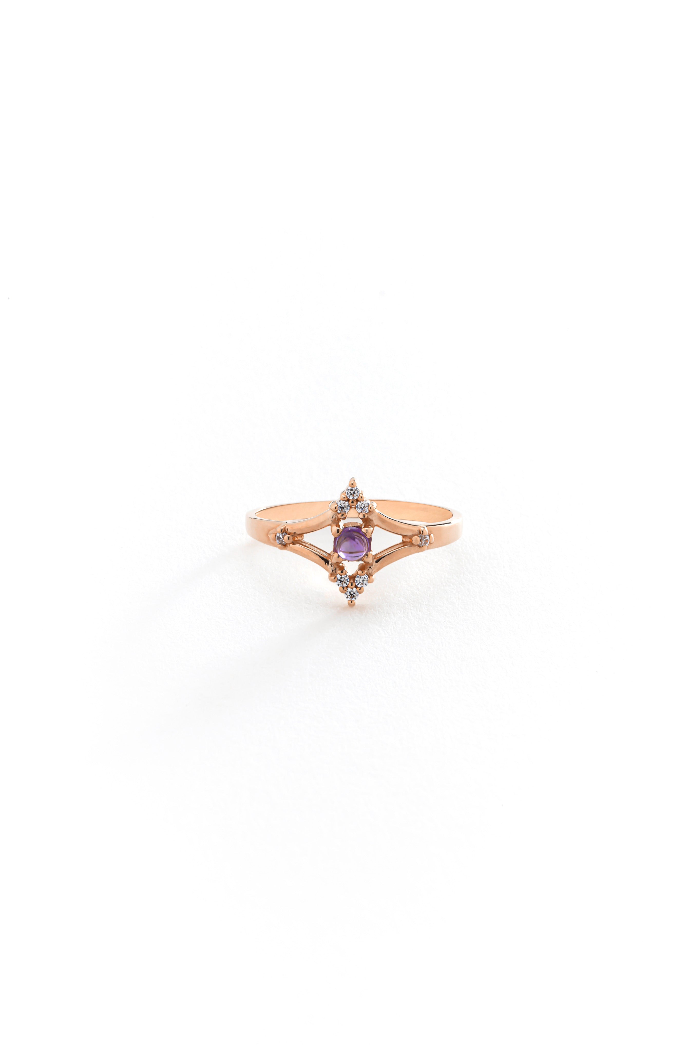 14k Gold Aurora Amethyst Ring