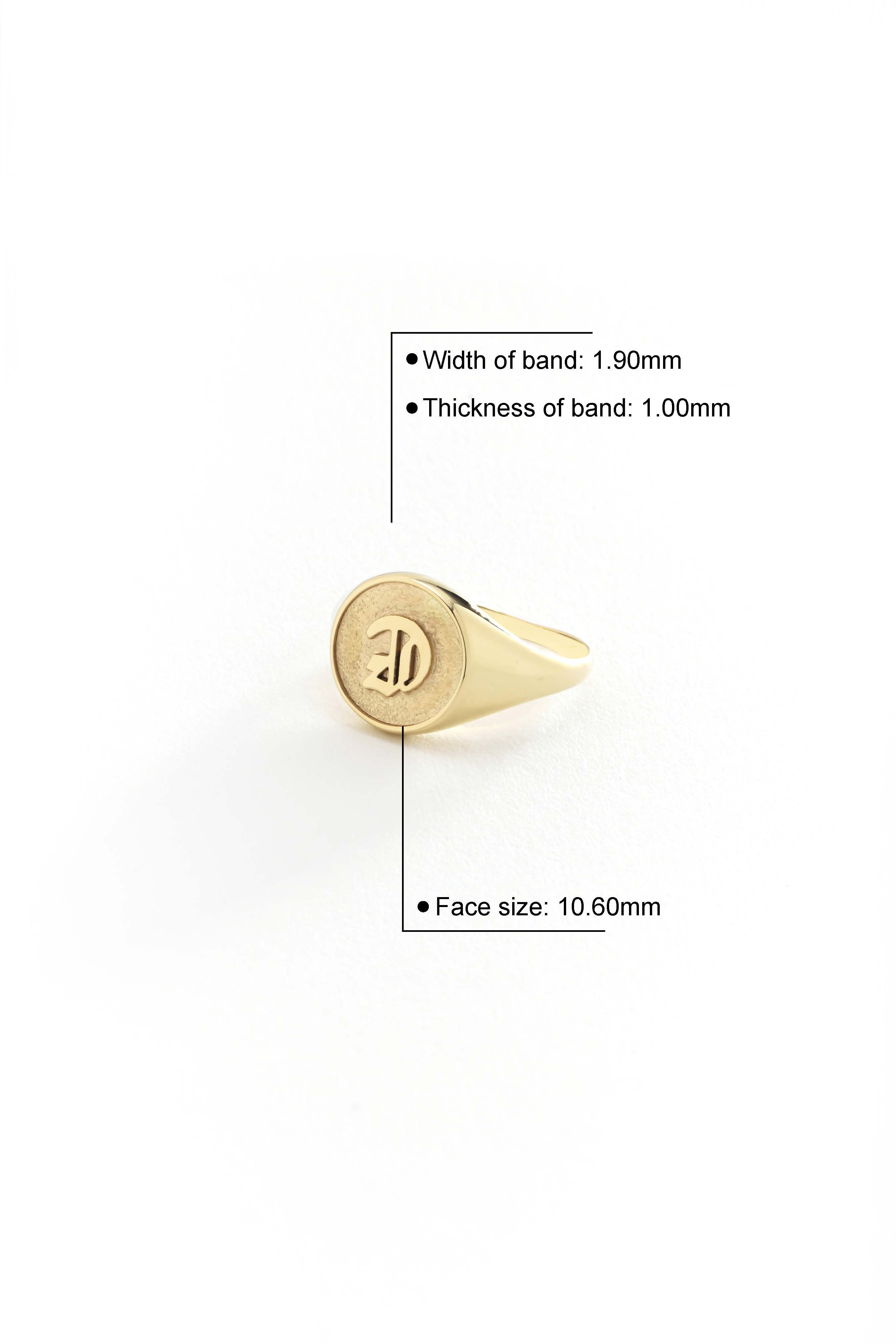 14k Gold 3D Initial Signet Ring