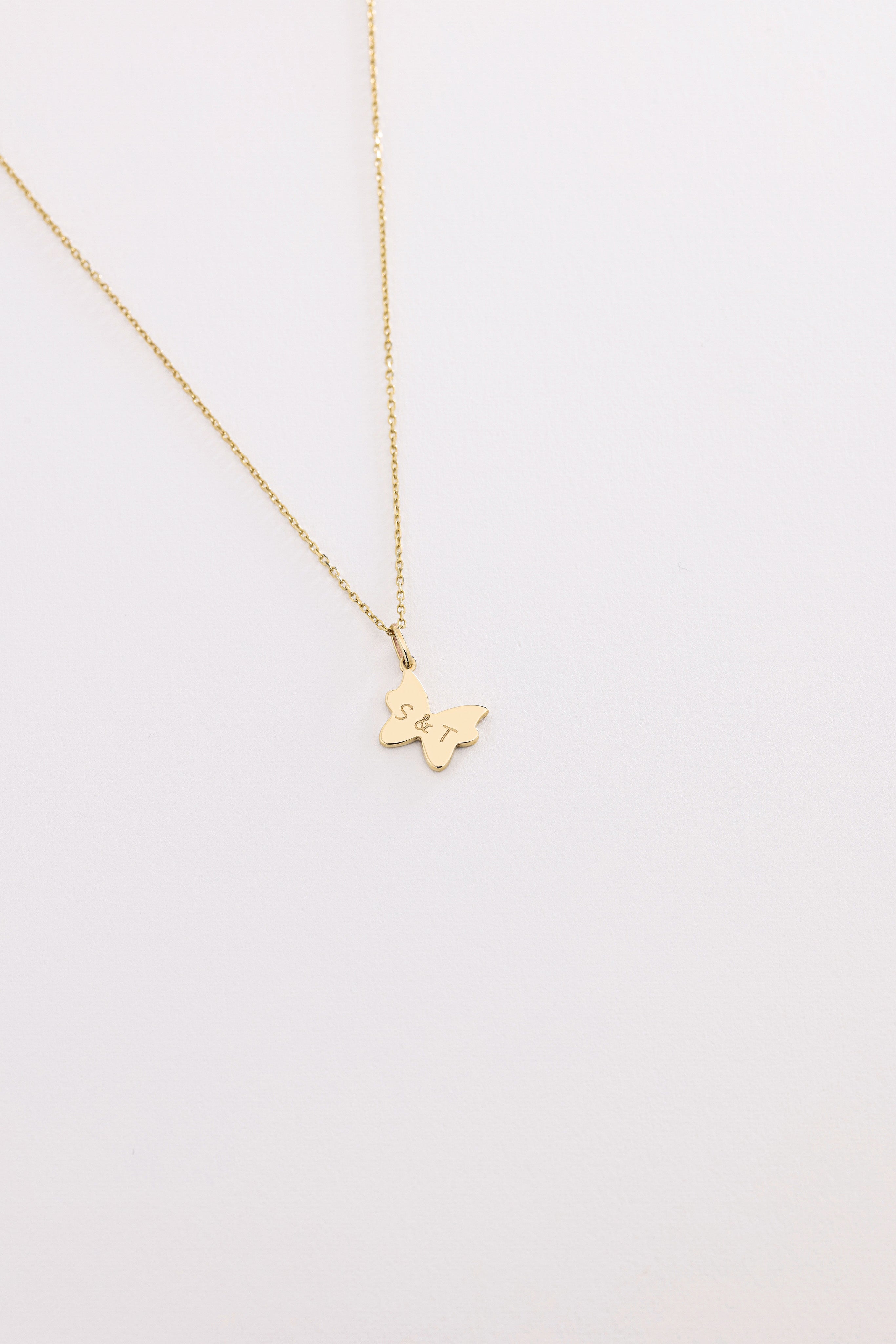 14k Gold Butterfly Charm Necklace