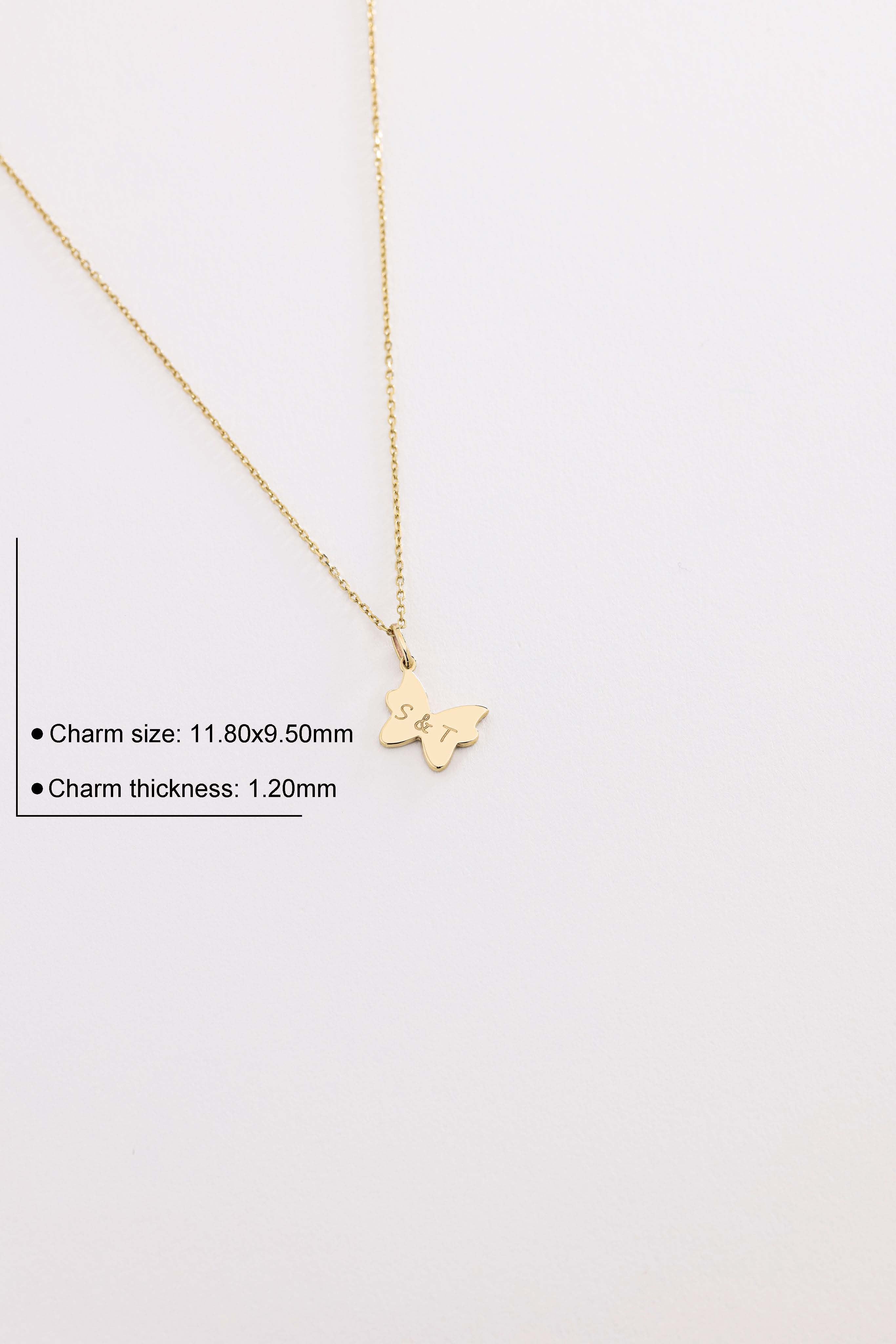 14k Gold Butterfly Charm Necklace