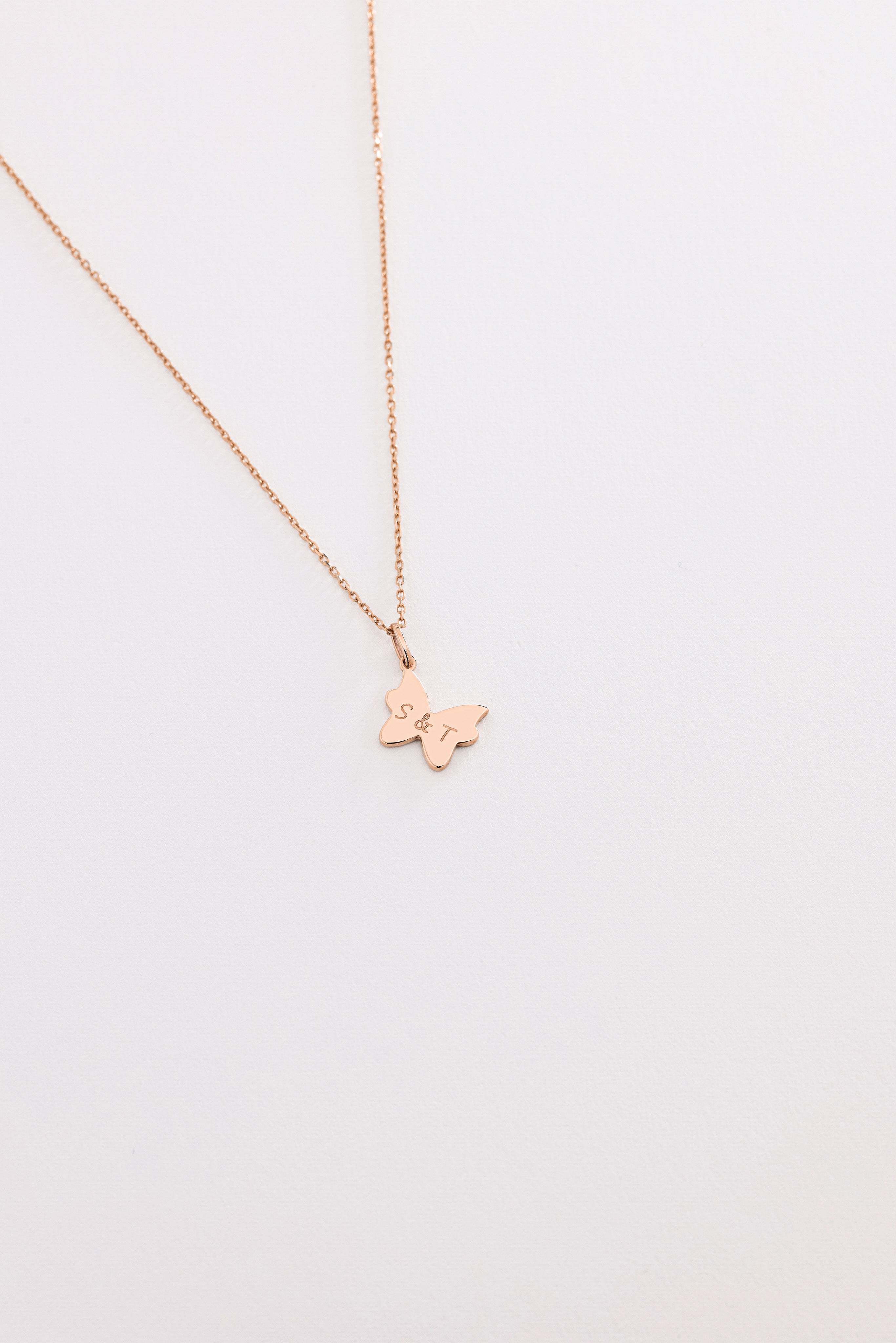 14k Gold Butterfly Charm Necklace