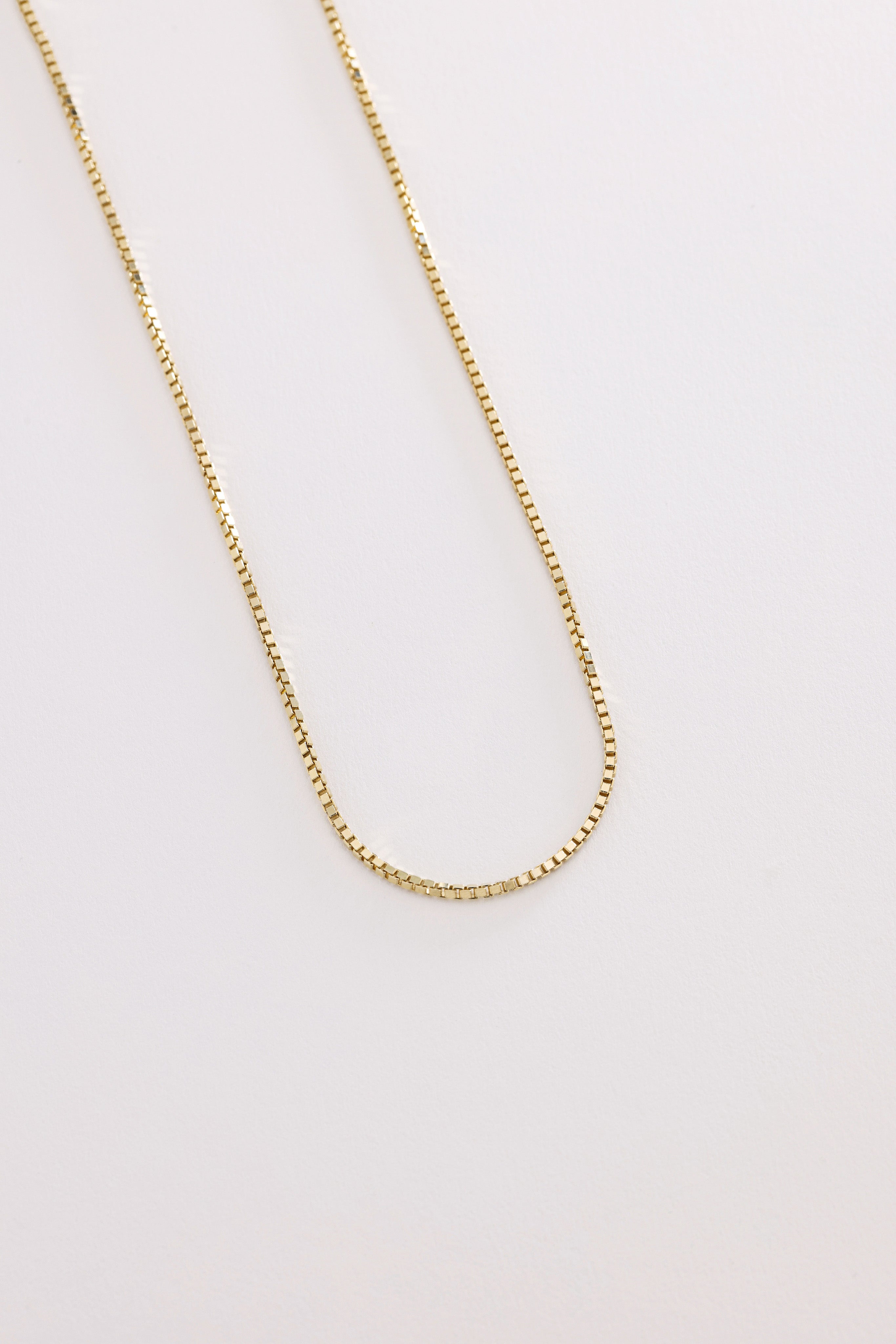 14k Gold Box Chain Necklace