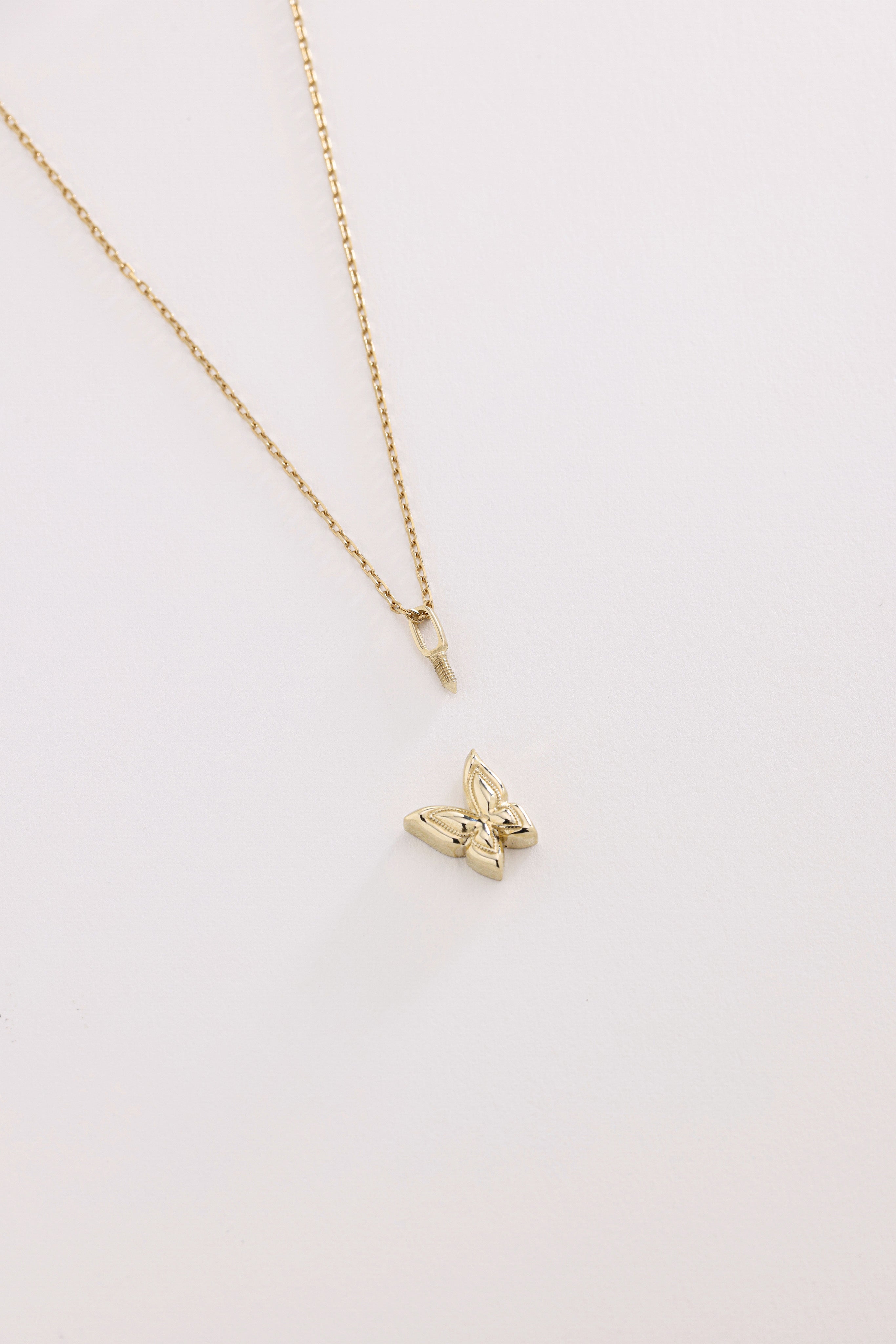 14k Gold Cremation Urn Butterfly Necklace
