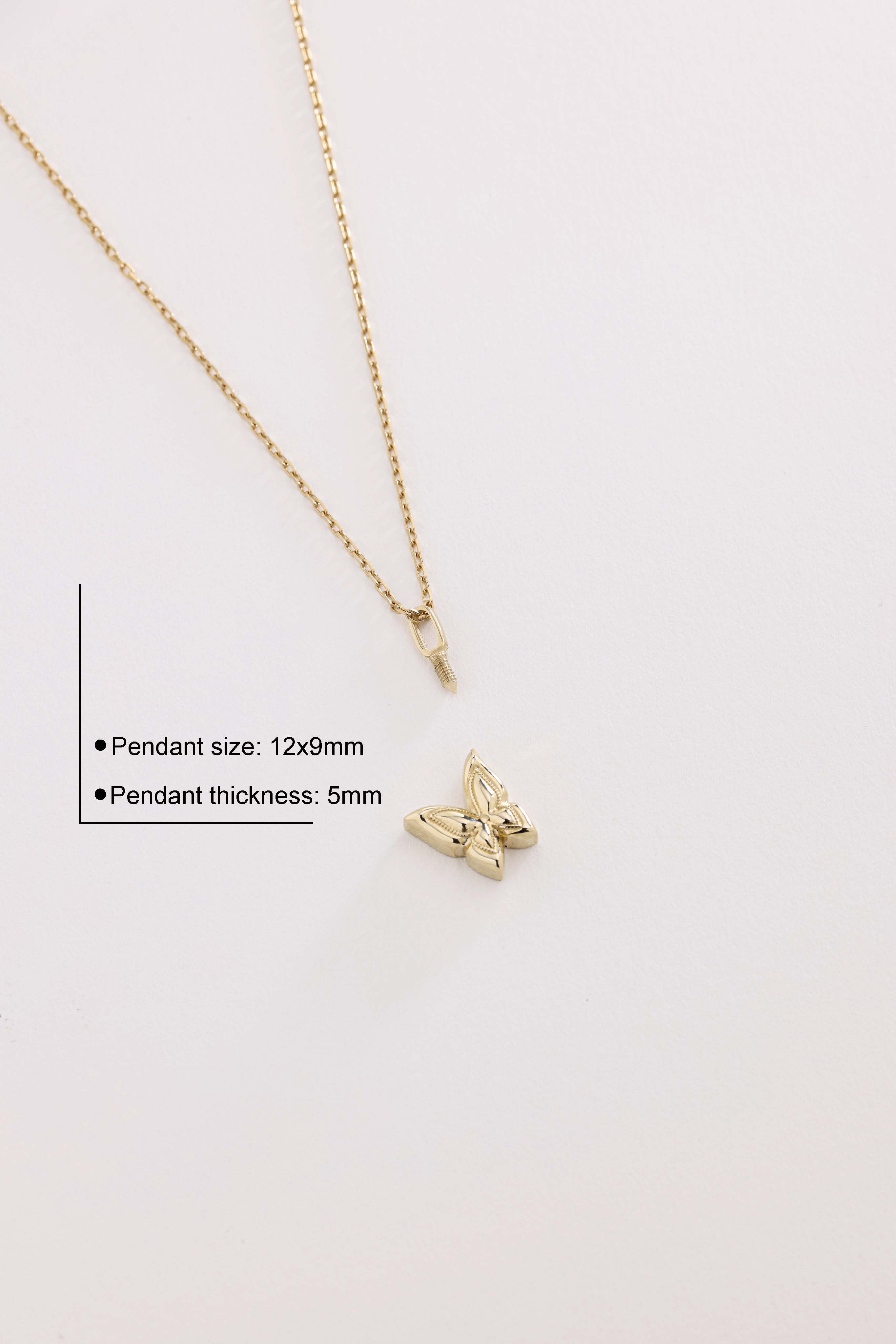 14k Gold Cremation Urn Butterfly Necklace