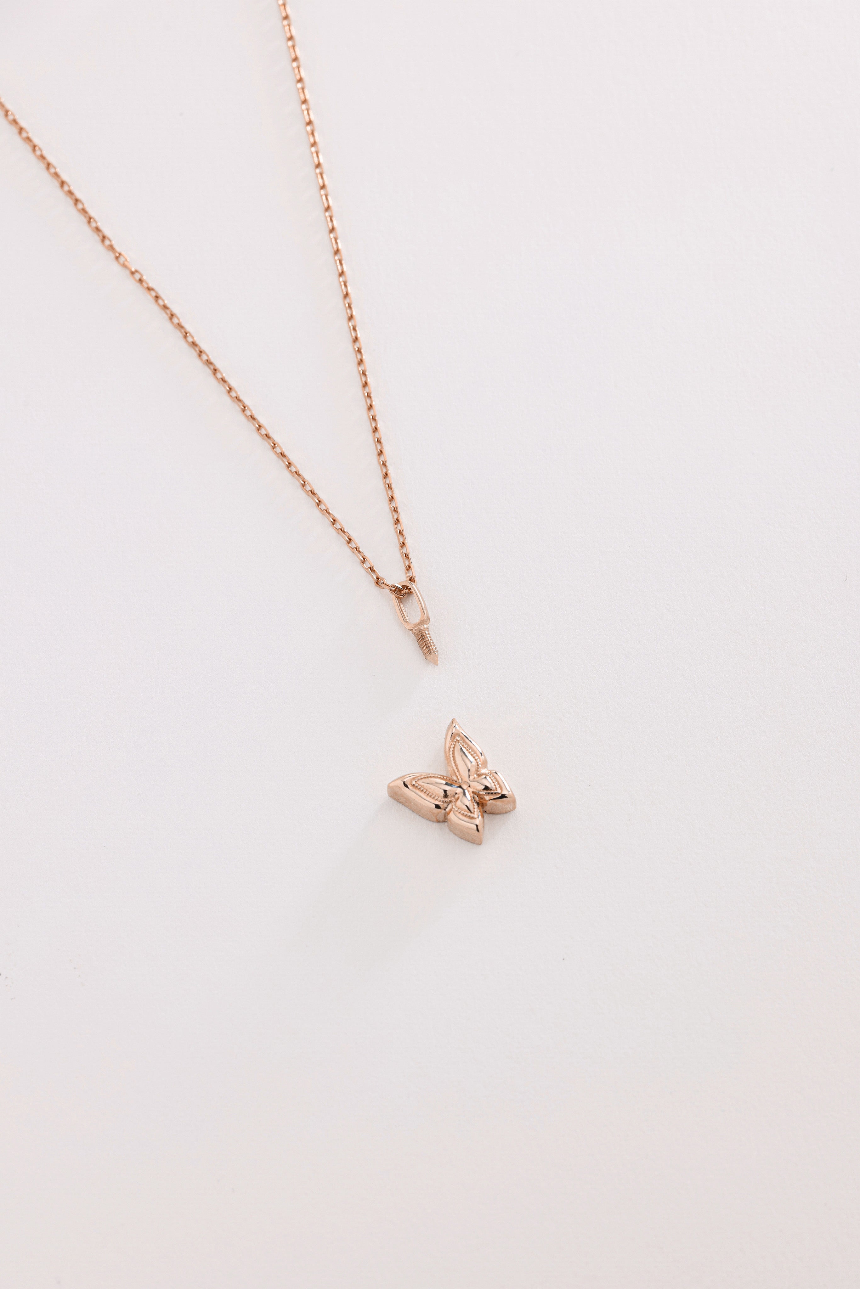14k Gold Cremation Urn Butterfly Necklace