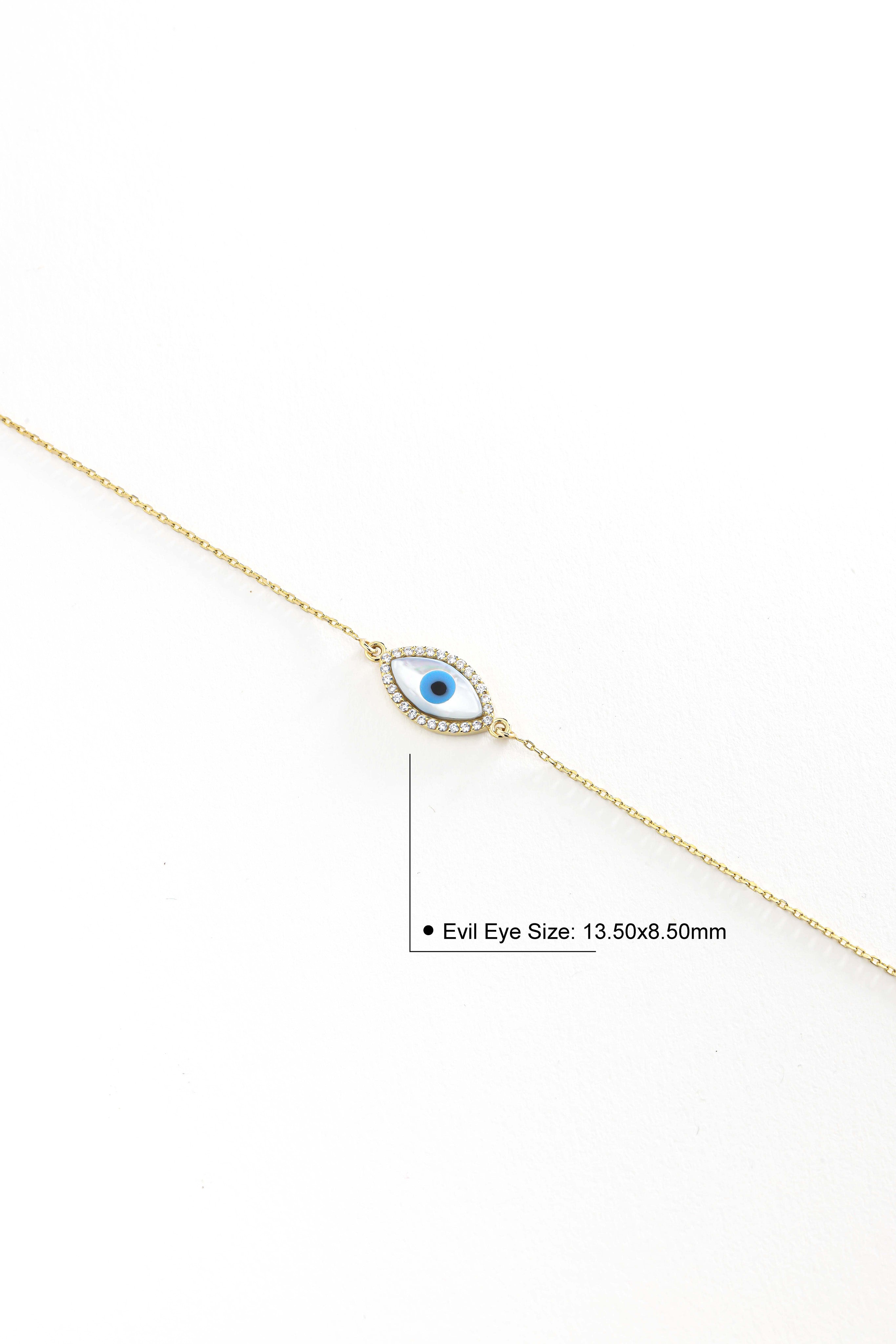 14k Gold Evil Eye Chain Bracelet