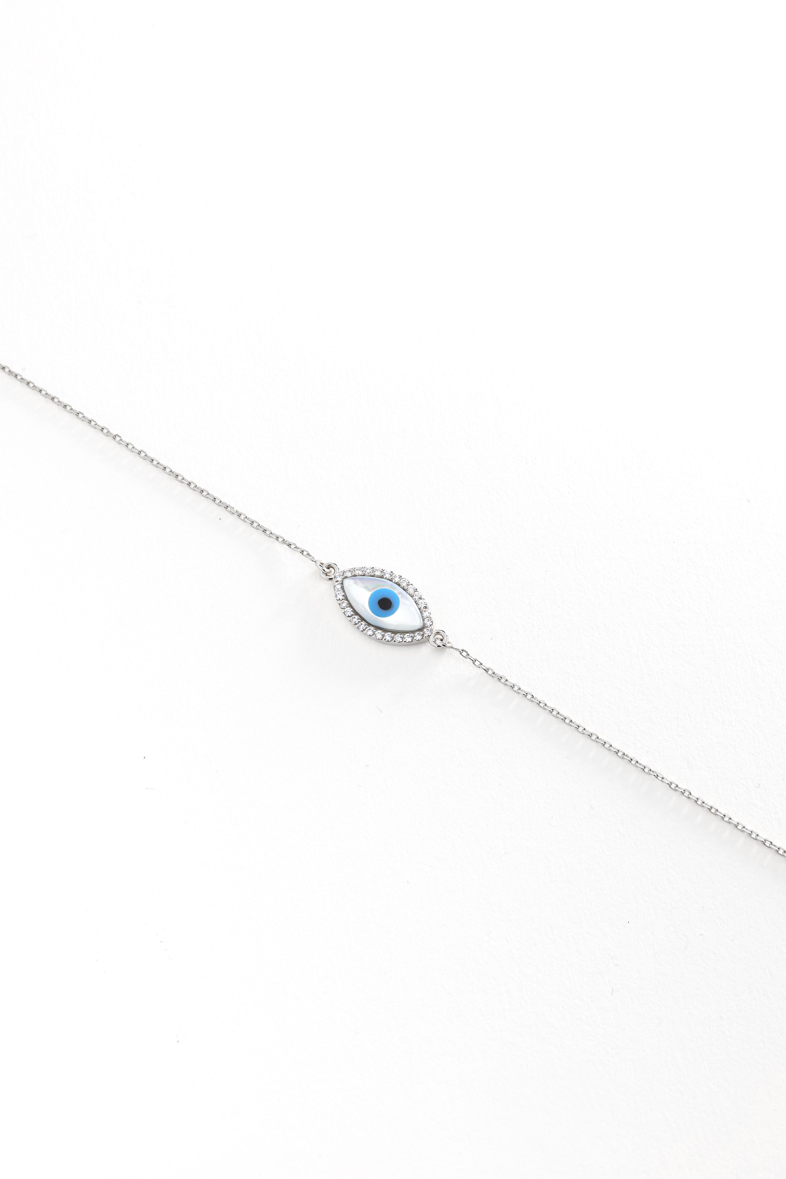 14k Gold Evil Eye Chain Bracelet