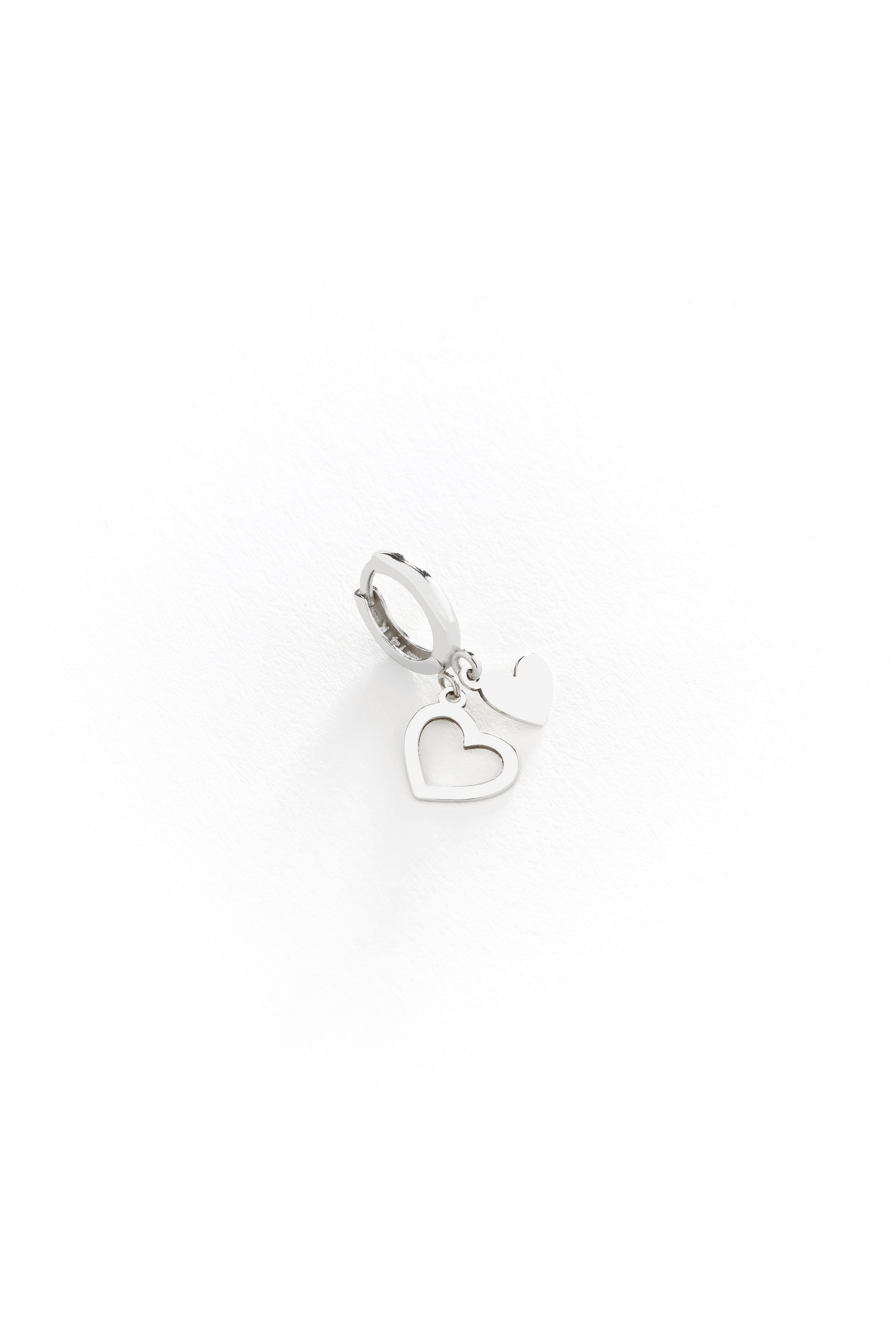 14k Gold Double Heart Hoop Earrings