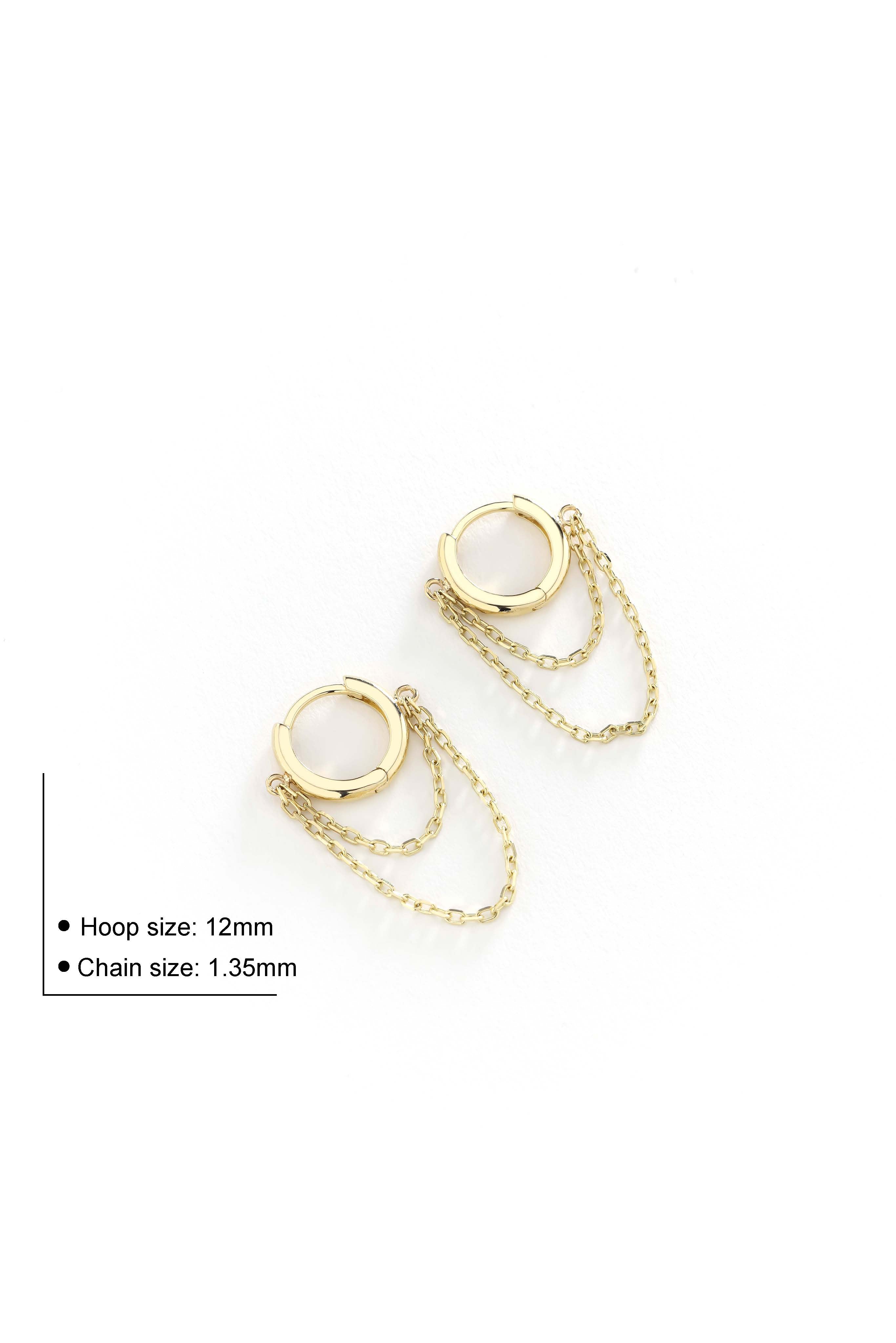14k Gold Double Chain Hoop Earrings
