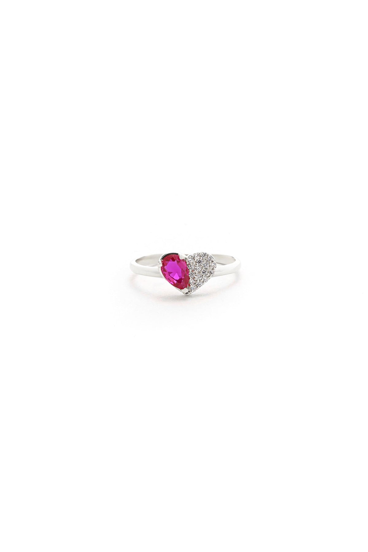 14K Solid Gold Pear Pink Gemstone & Diamond Ring