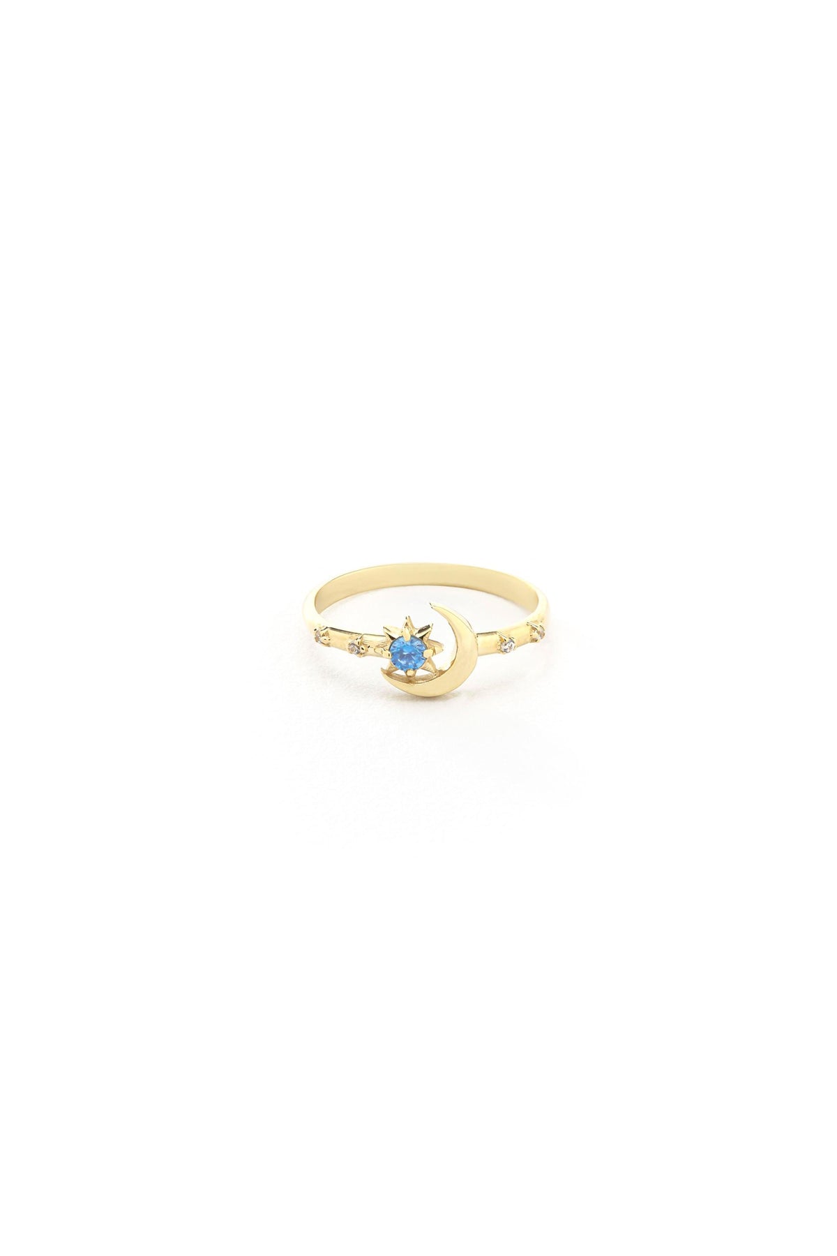 14K Gold Moon Star Ring