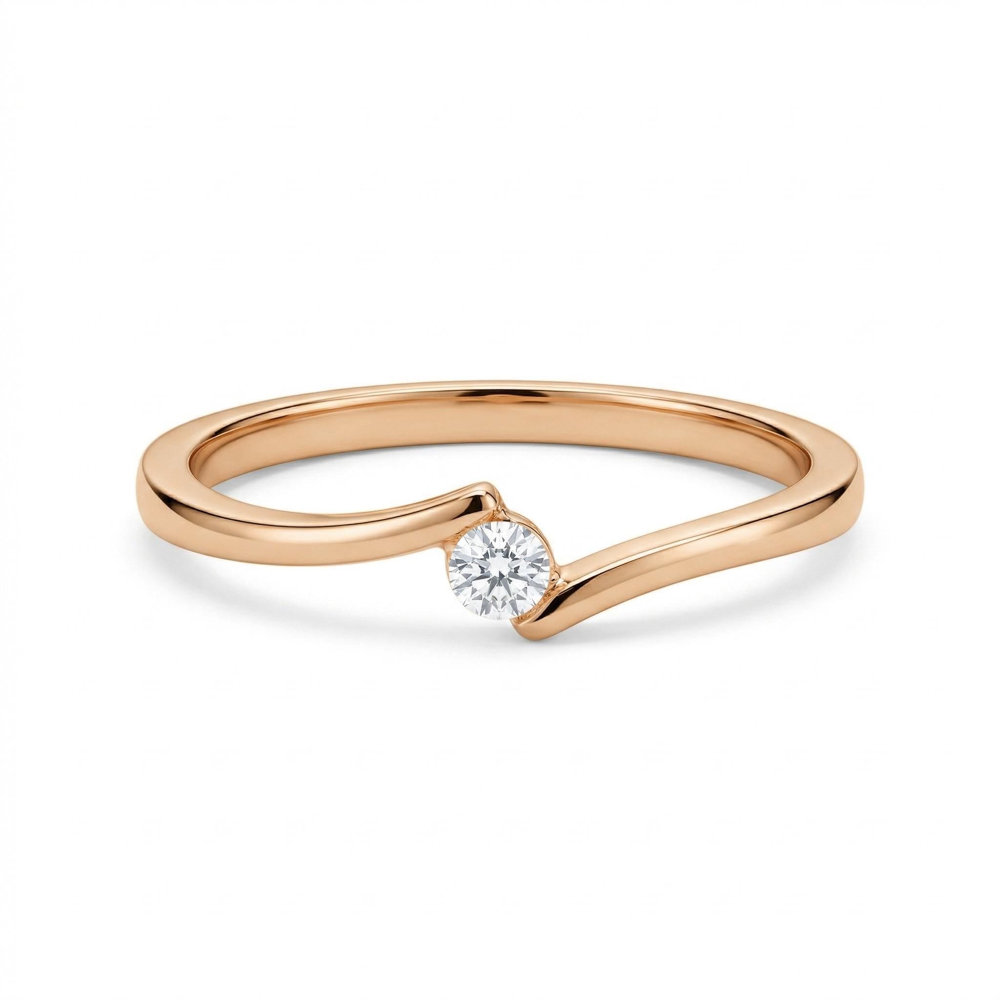 14K Gold Asymmetric Wave Ring