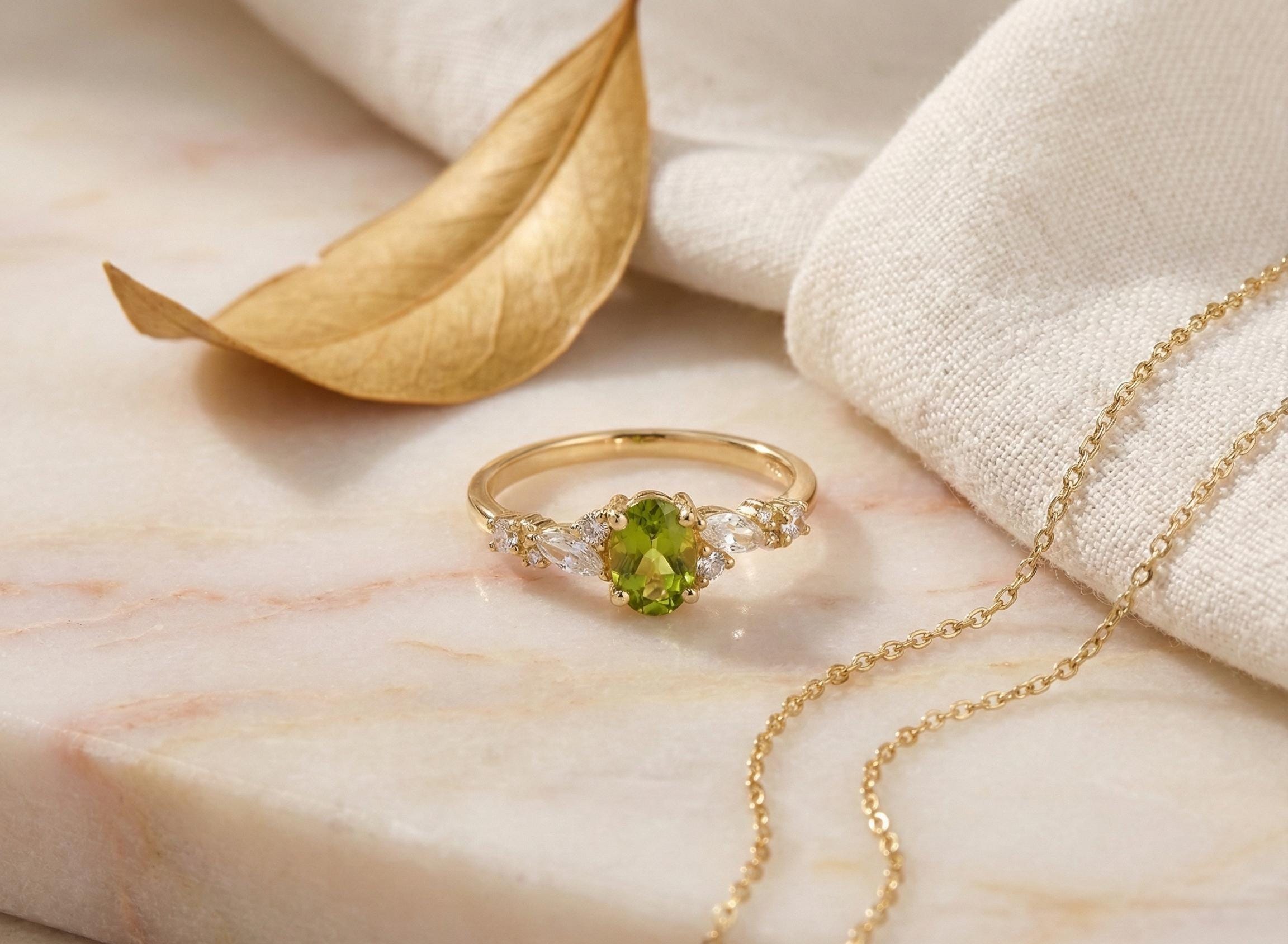 Green Birthstone Gold Ring