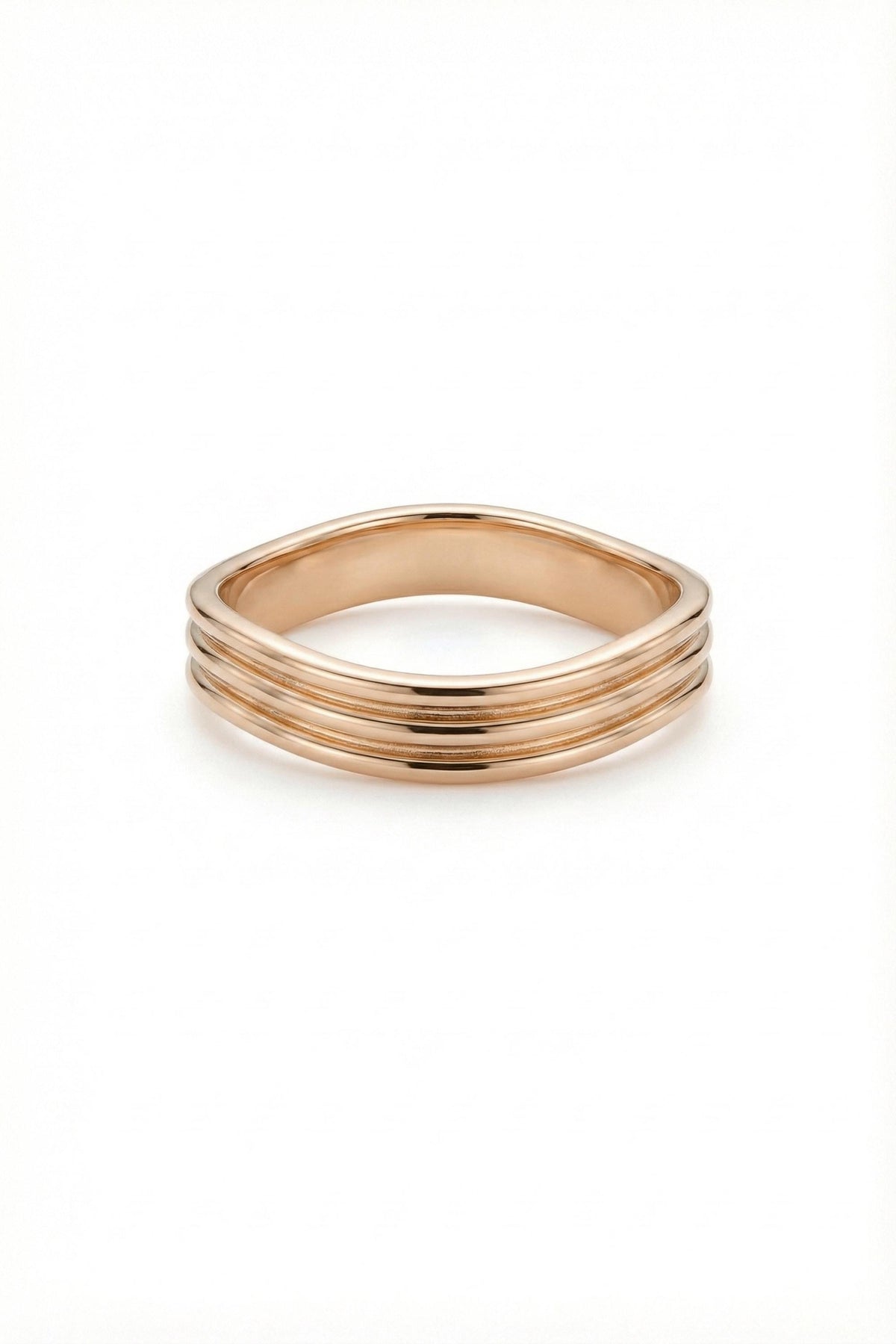 14K Gold Layered Wave Band Ring