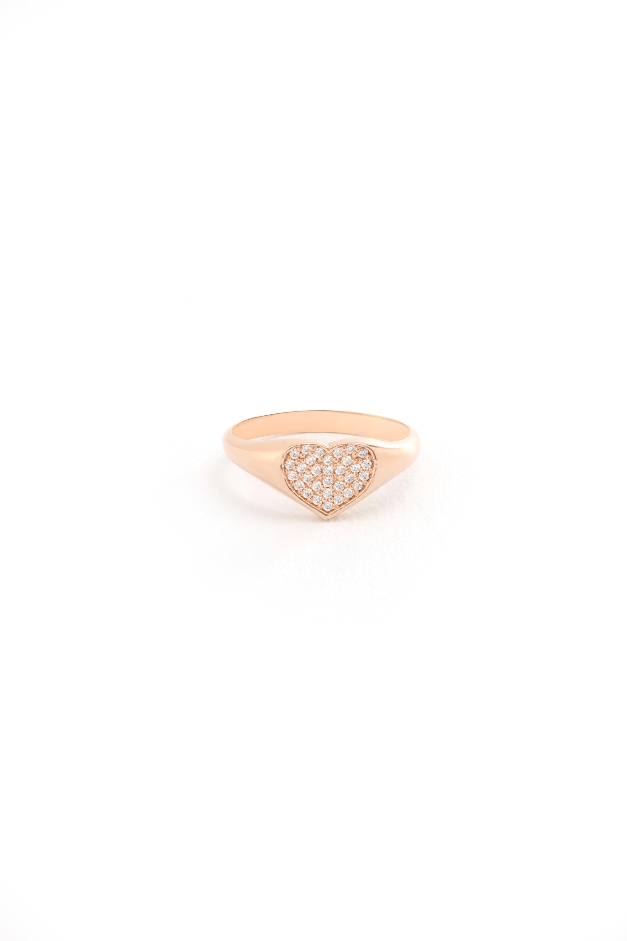 14K Pavé Diamond Pinky Ring