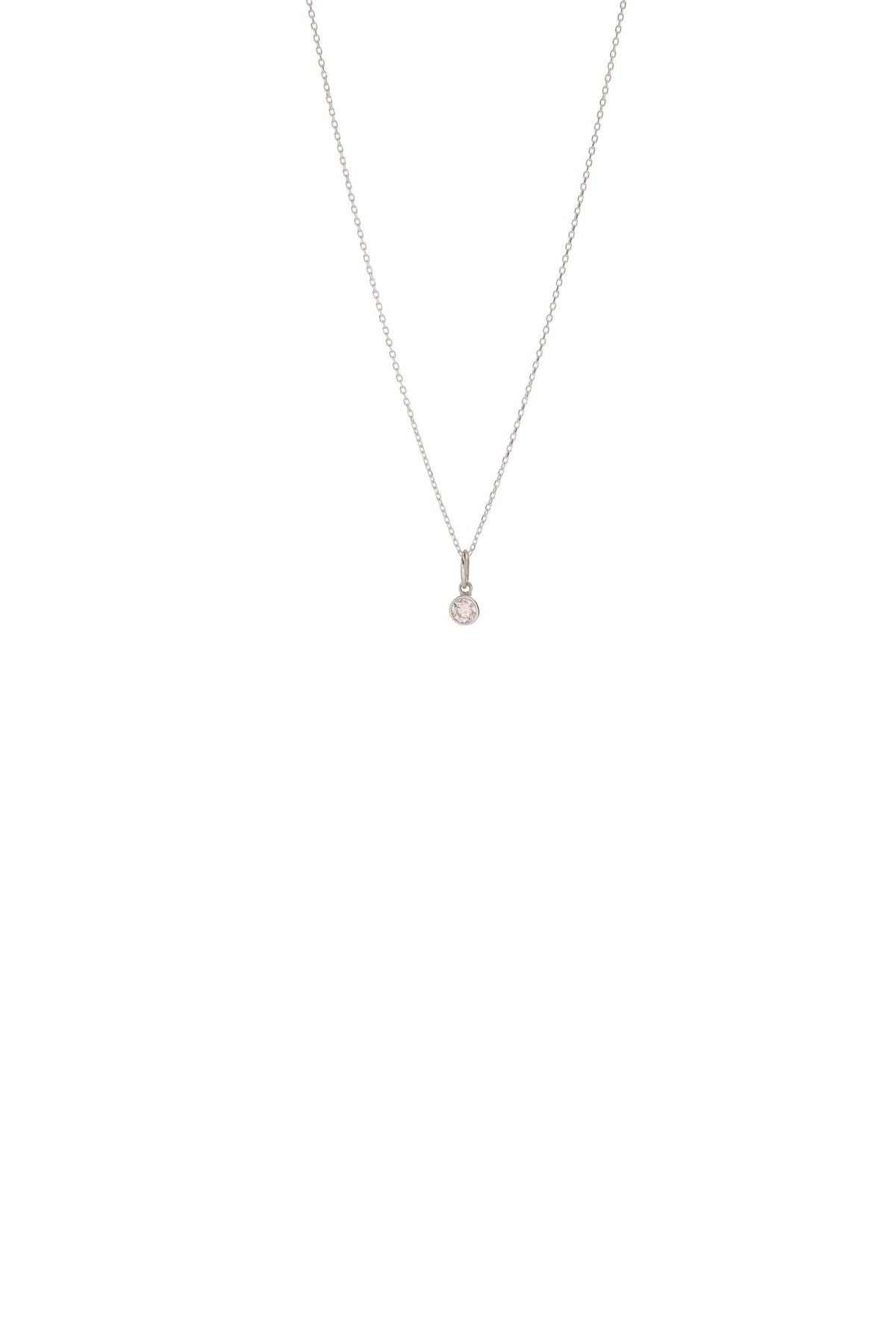 14K Solid Gold Solitaire Bezel Diamond Necklace