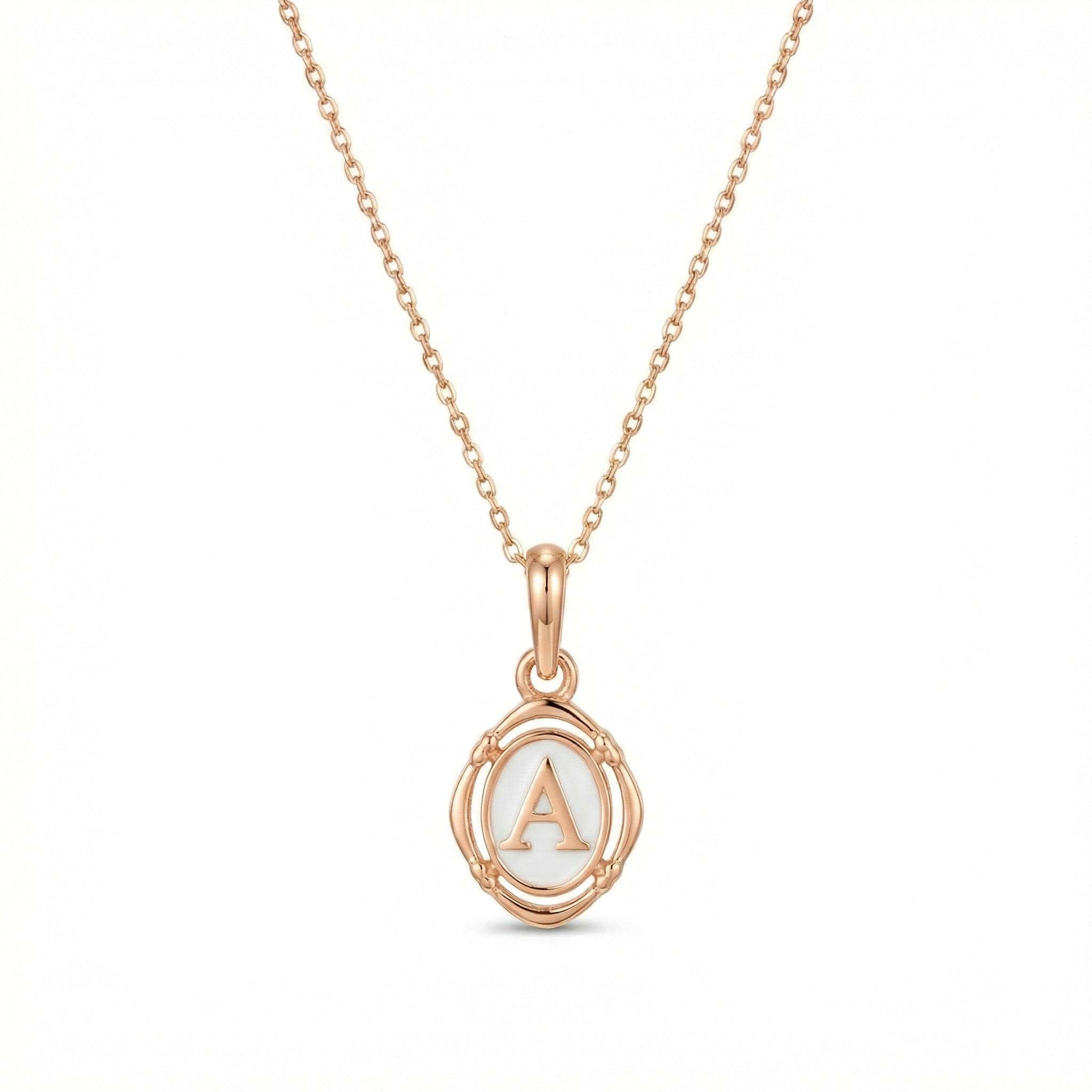 14k Gold Enamel Letter Necklace
