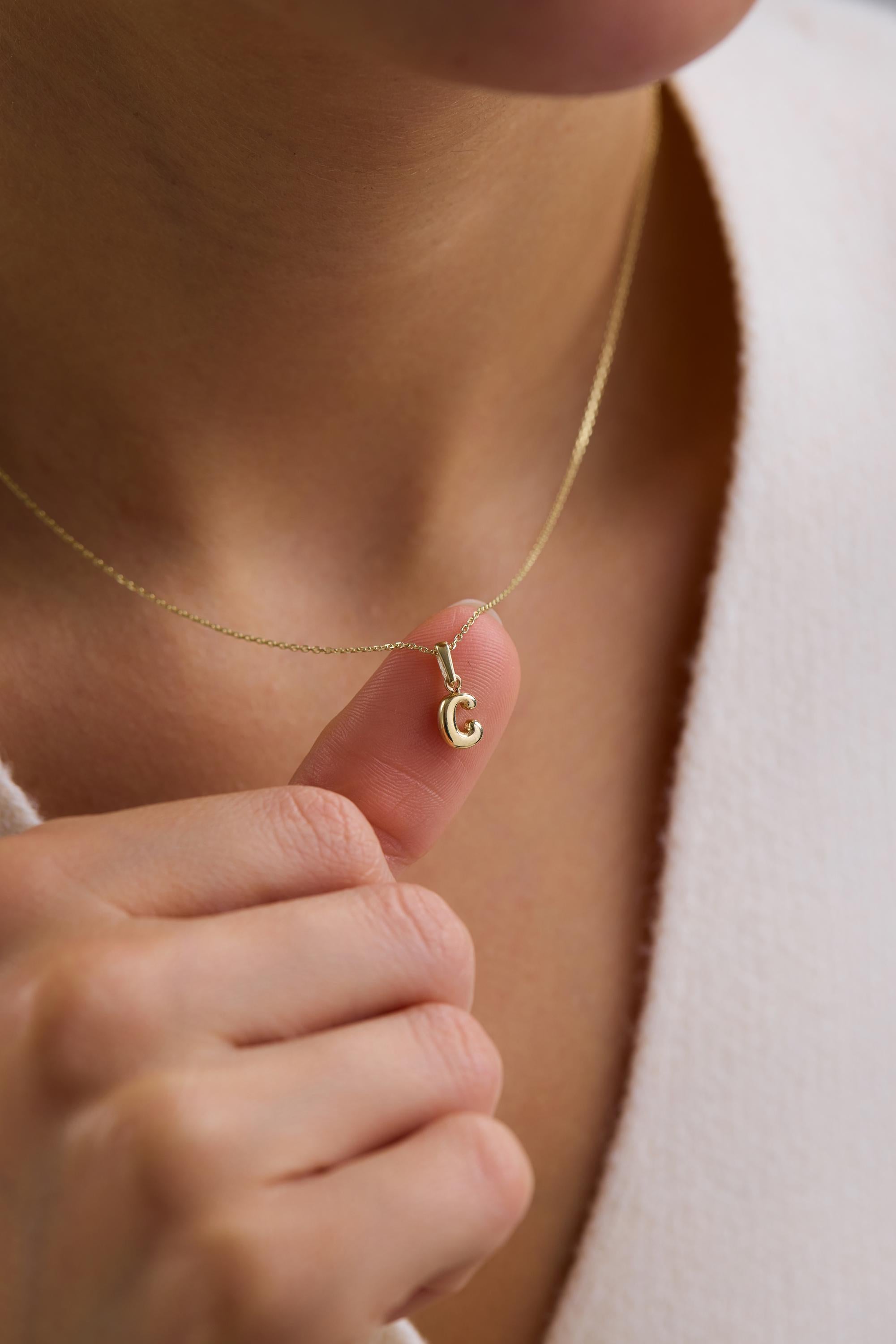 14K Gold Minimal Initial Necklace