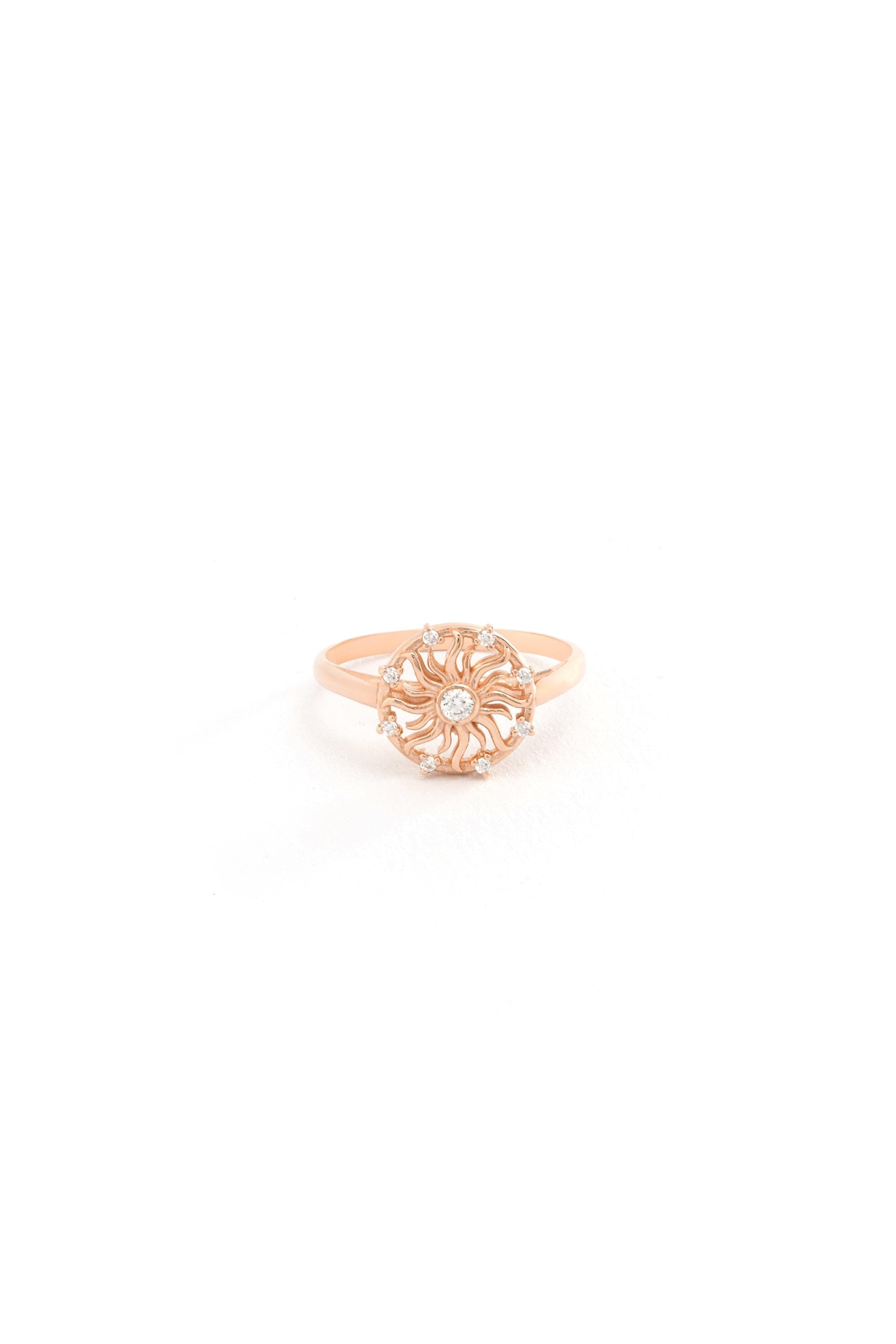 14K Solid Gold Sunburst Ring