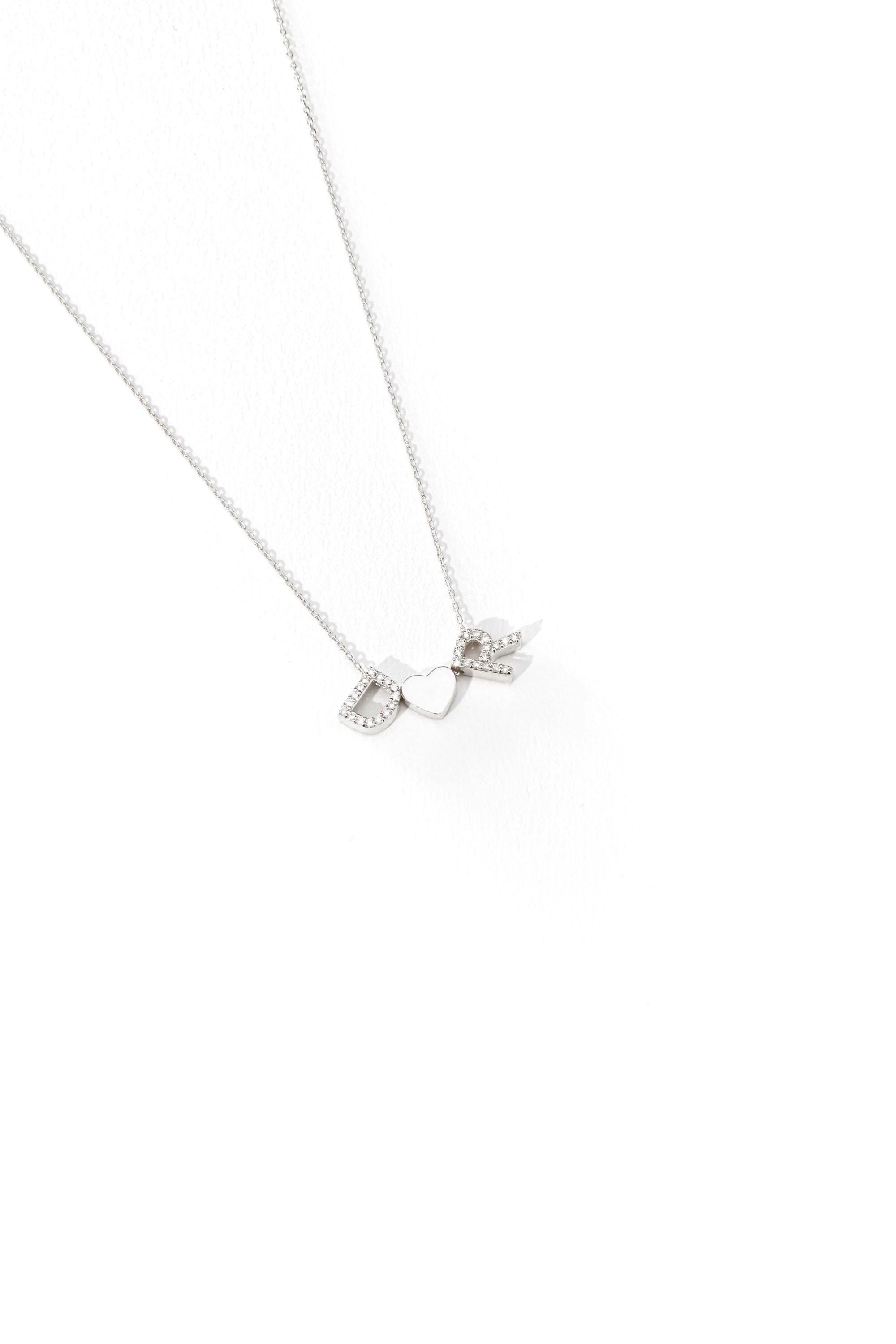 14K Gold Diamond Letters With Heart Necklace