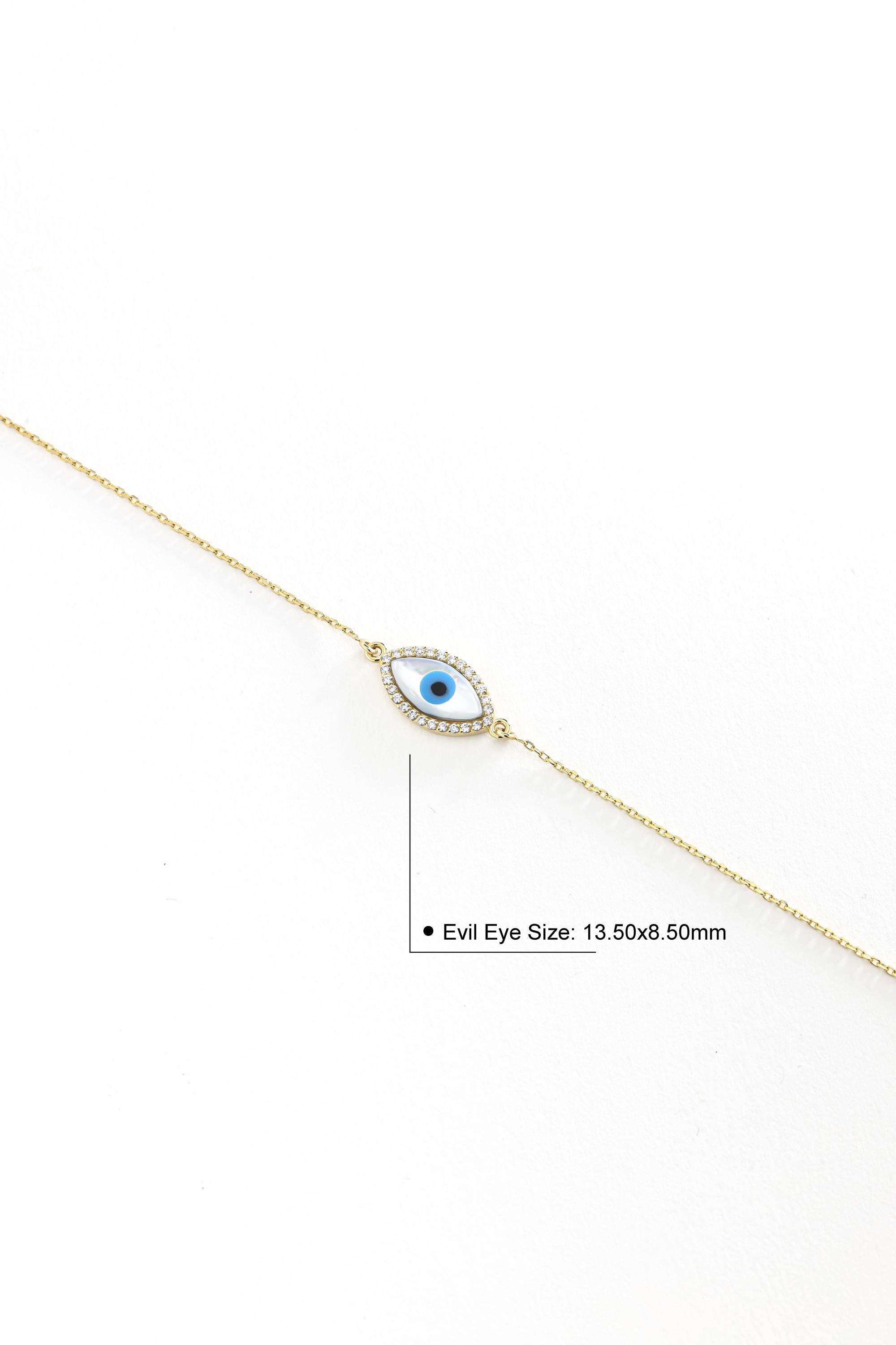14K Diamond Simulation Evil Eye Bracelet