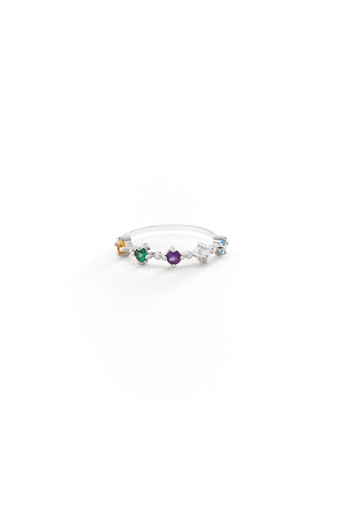 14K Solid Gold Multicolor Gemstone Band Ring