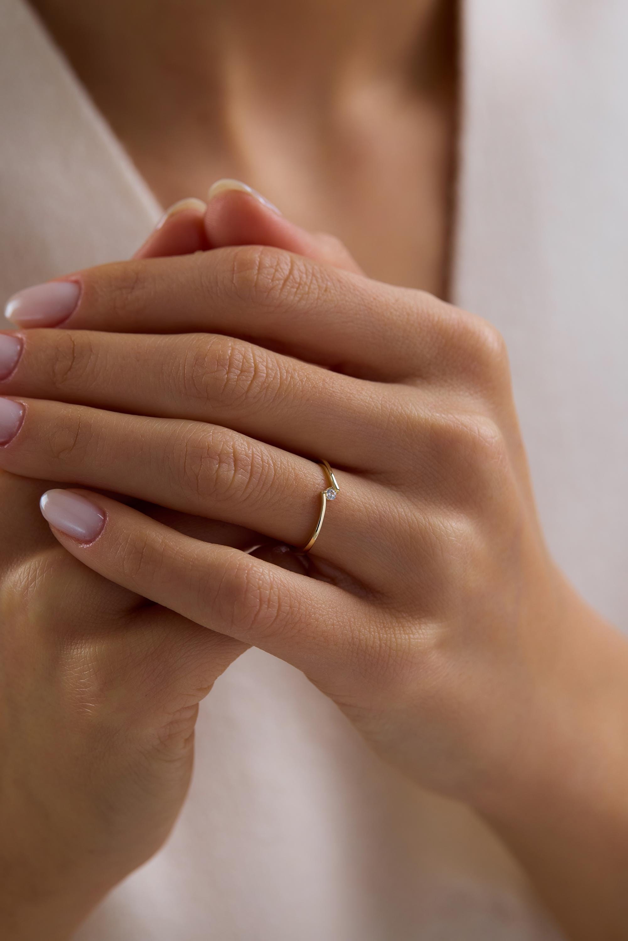 14K Gold Asymmetric Wave Ring