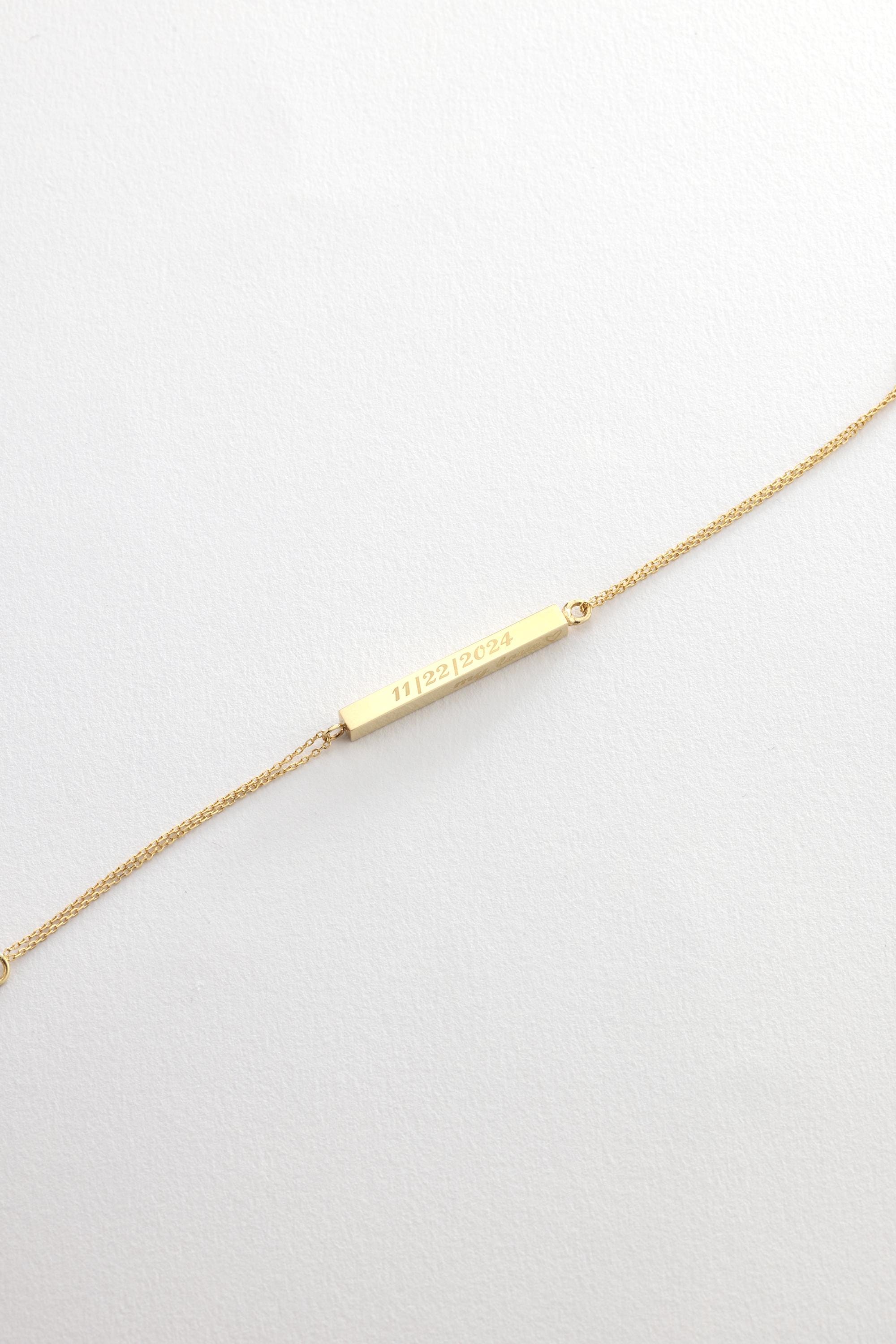 14K  Real Gold 3D Urn Bar Bracelet