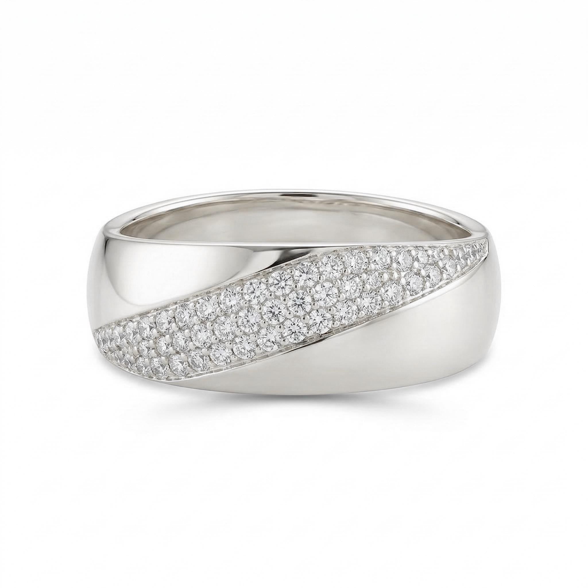 14K Gold Diamond Band Ring Minimal Pave Stacking Ring