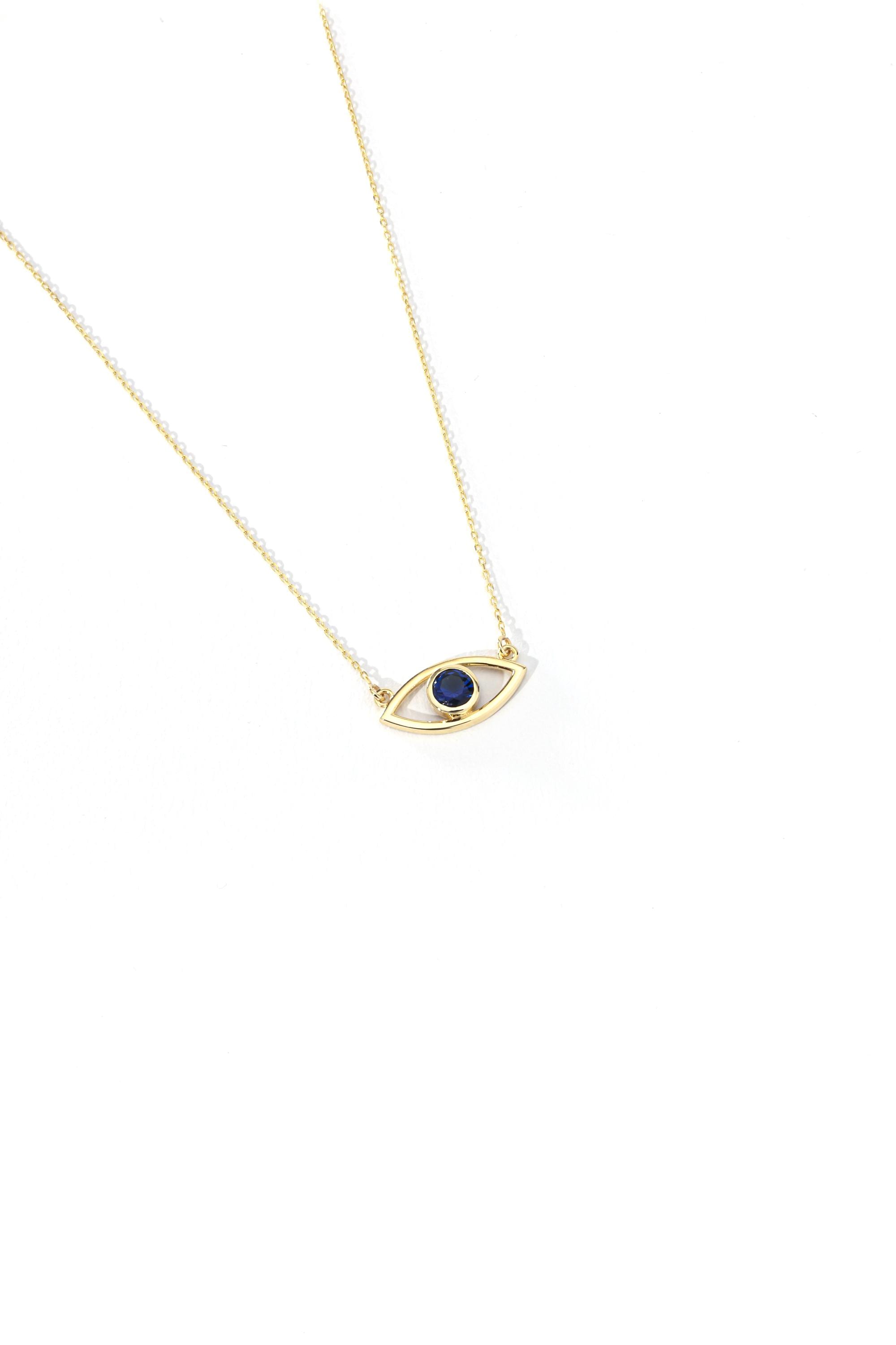 14K Gold Evil Eye Necklace