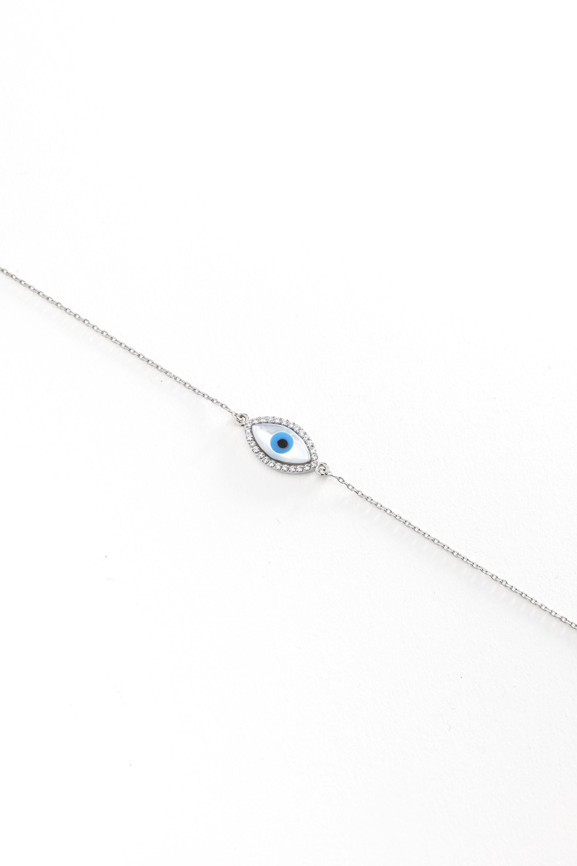 14K Diamond Simulation Evil Eye Bracelet