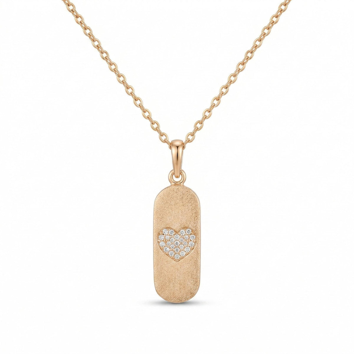 14K Gold Diamond Heart Pendant Necklace Minimal Tag Charm