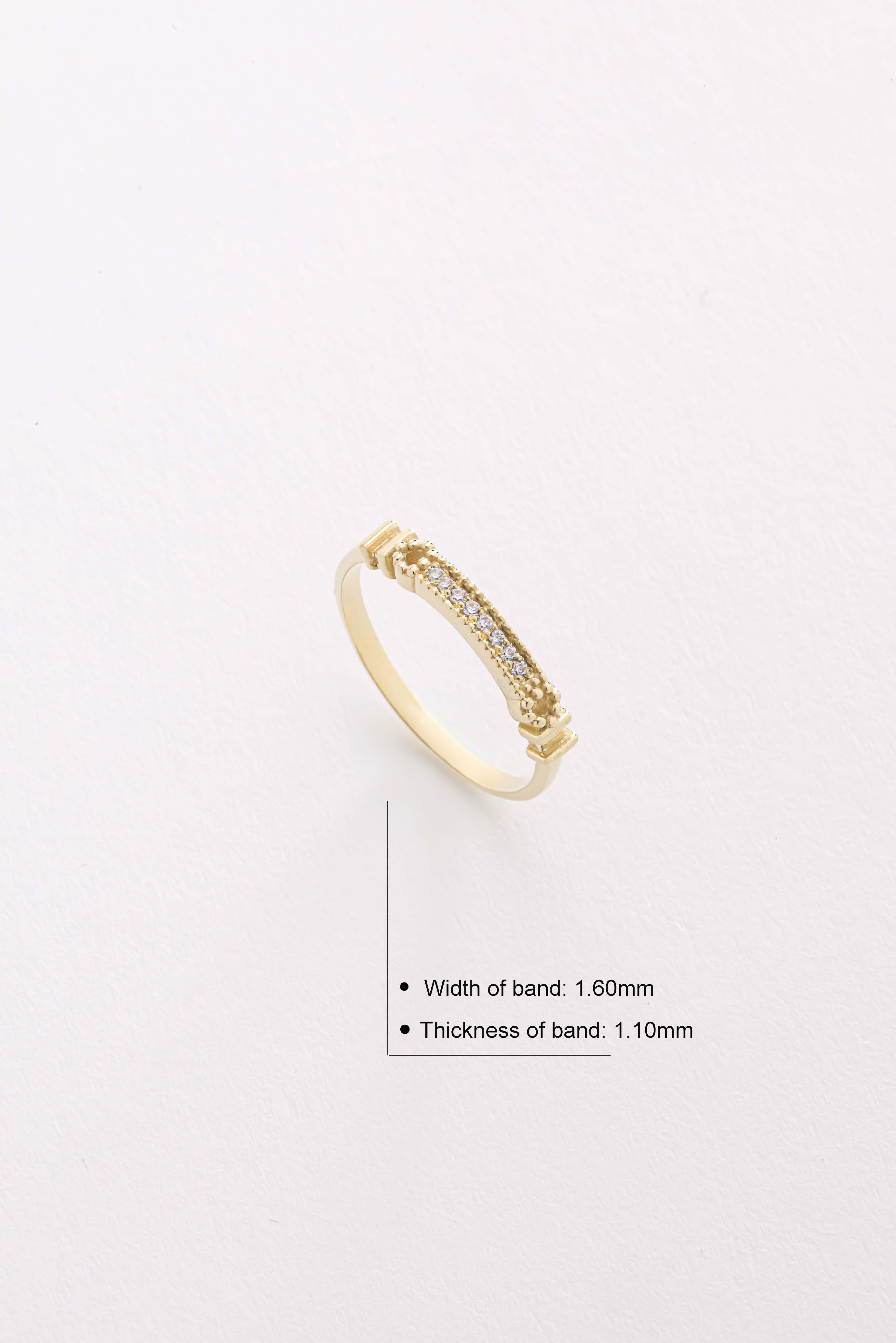 14k Gold Diamond Bar Ring