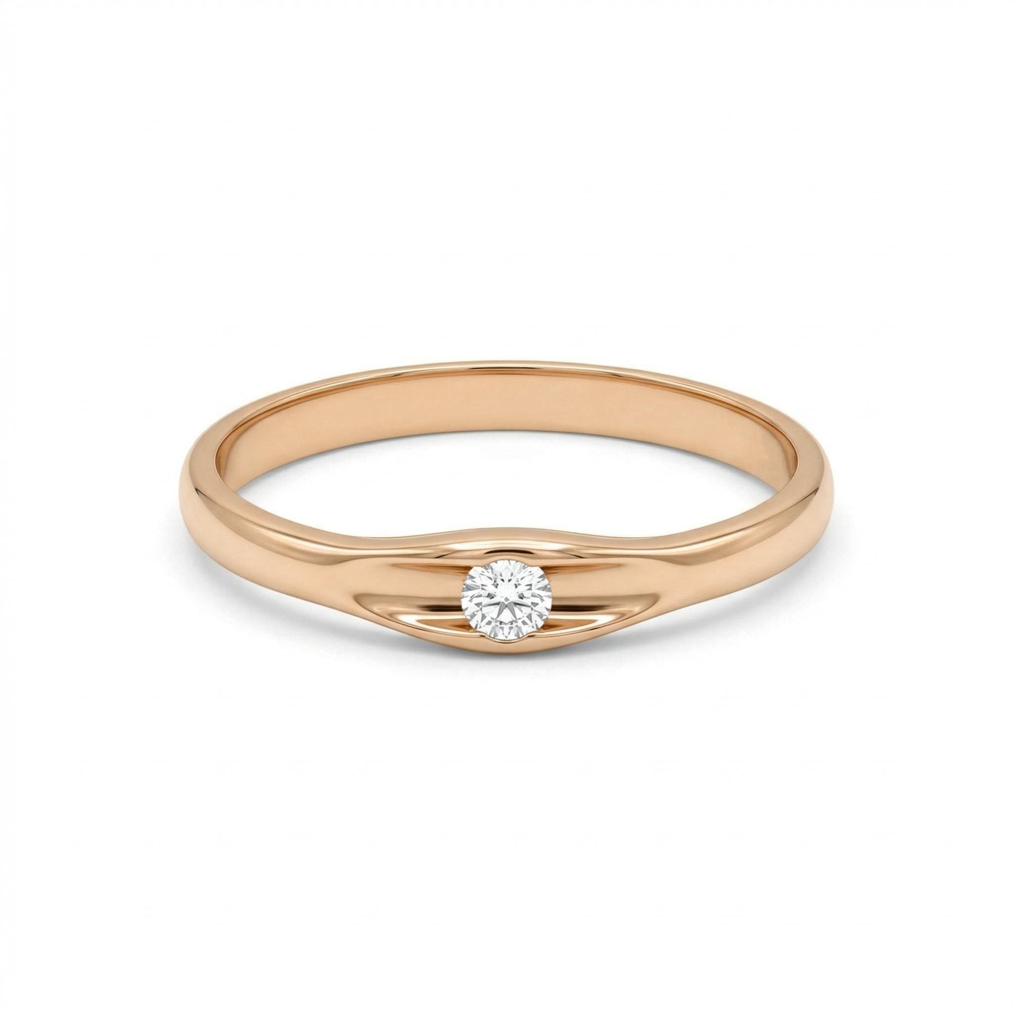 14K Gold Minimal Solitaire Diamond Ring