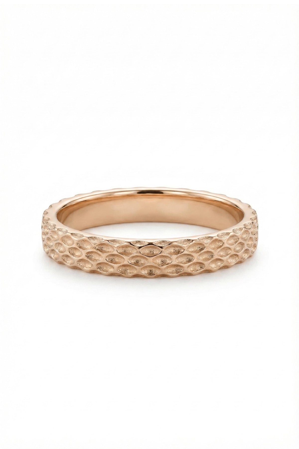 14K Gold Hobnail Pyramid Textured Stacking Band