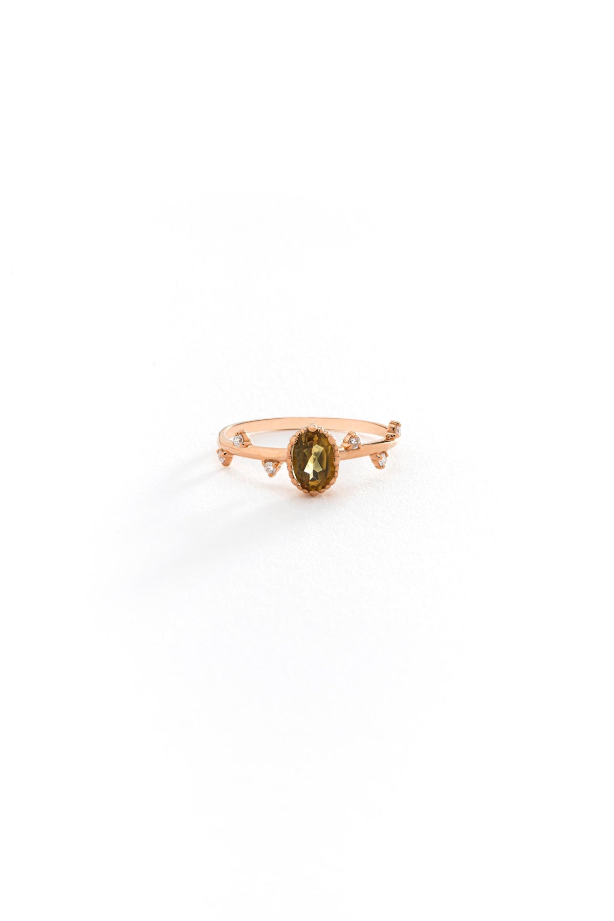 14K Gold Oval Tiger Eye Vine Ring