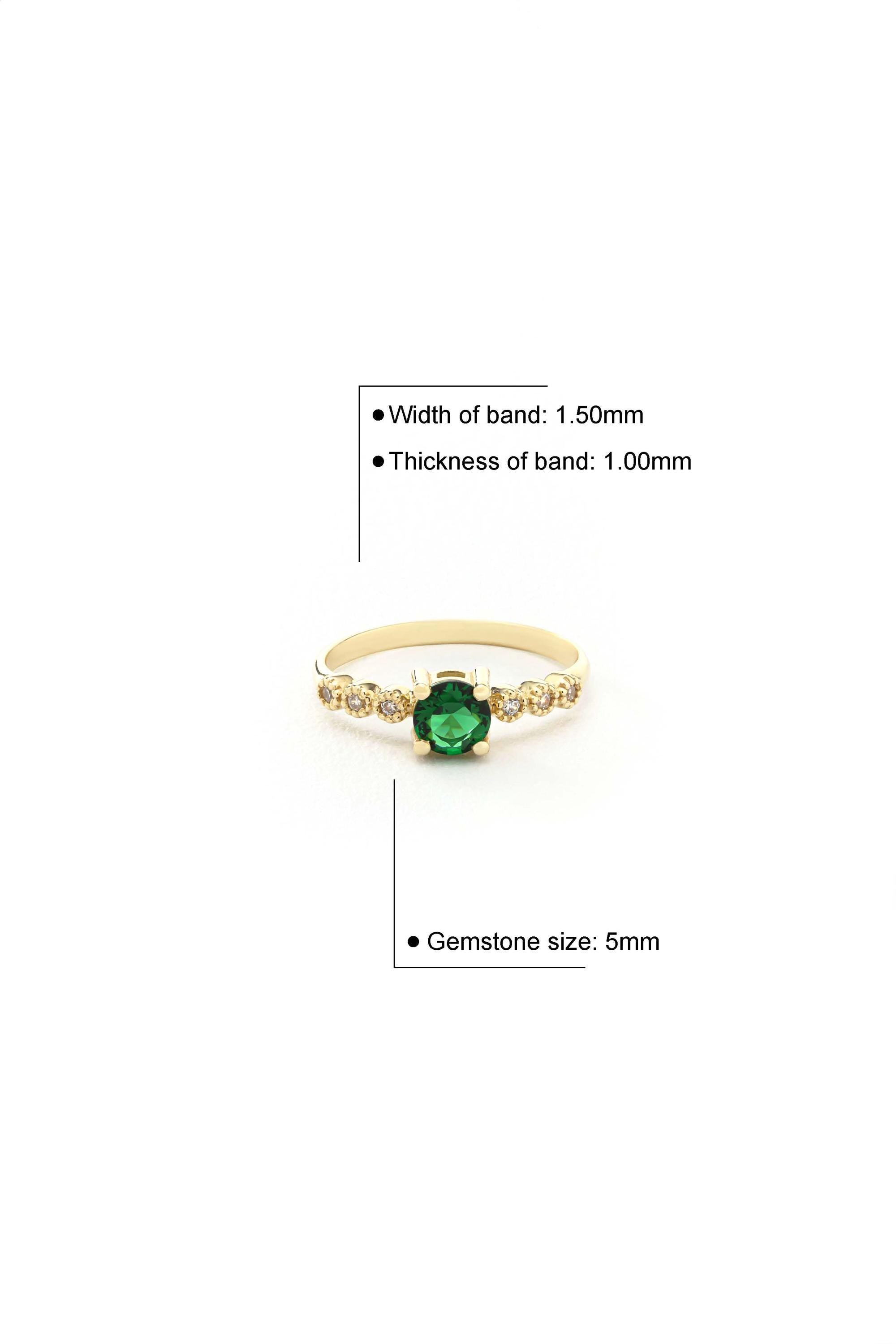 14K Solid Gold Emerald Ring