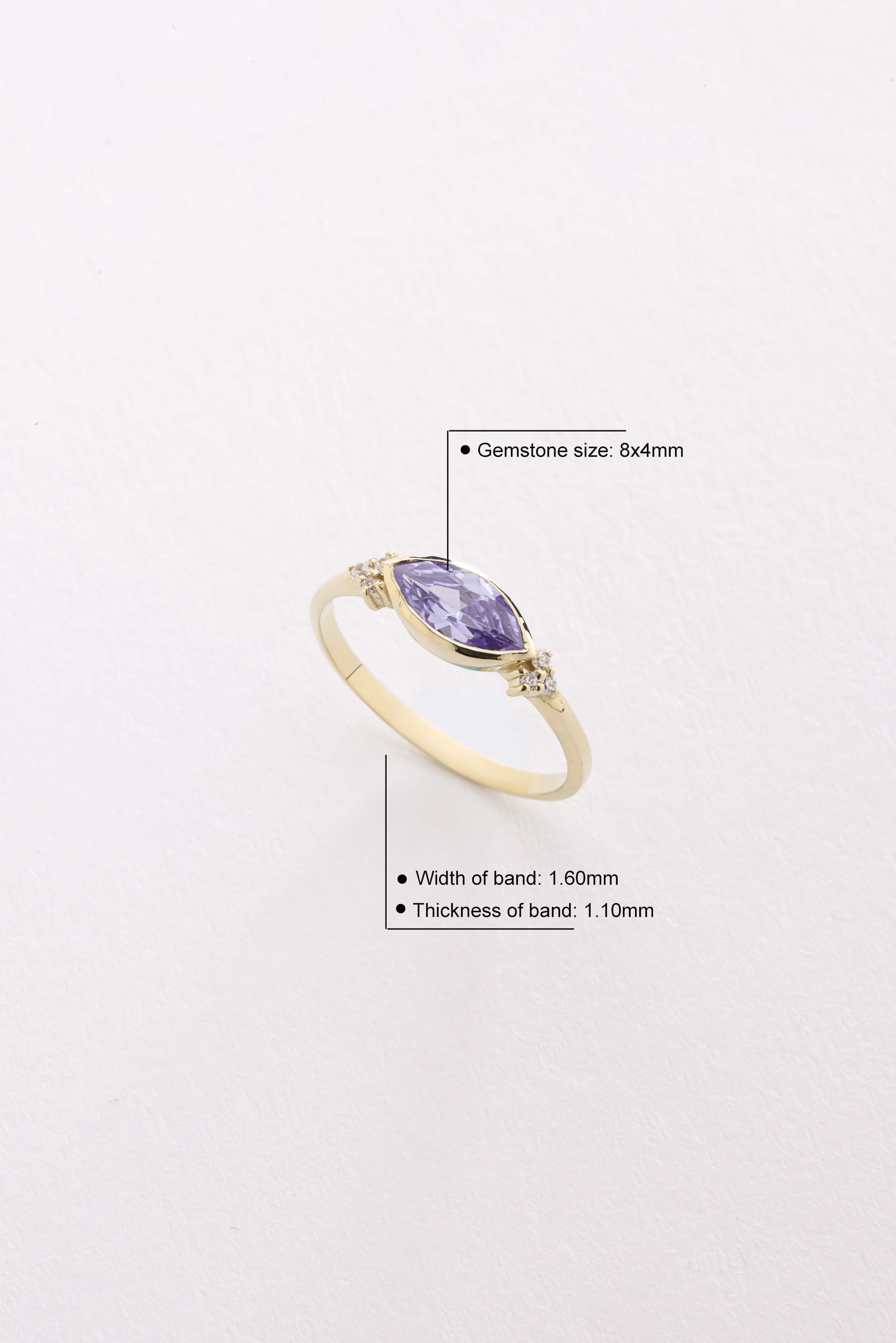 14k Marquise Amethyst Ring