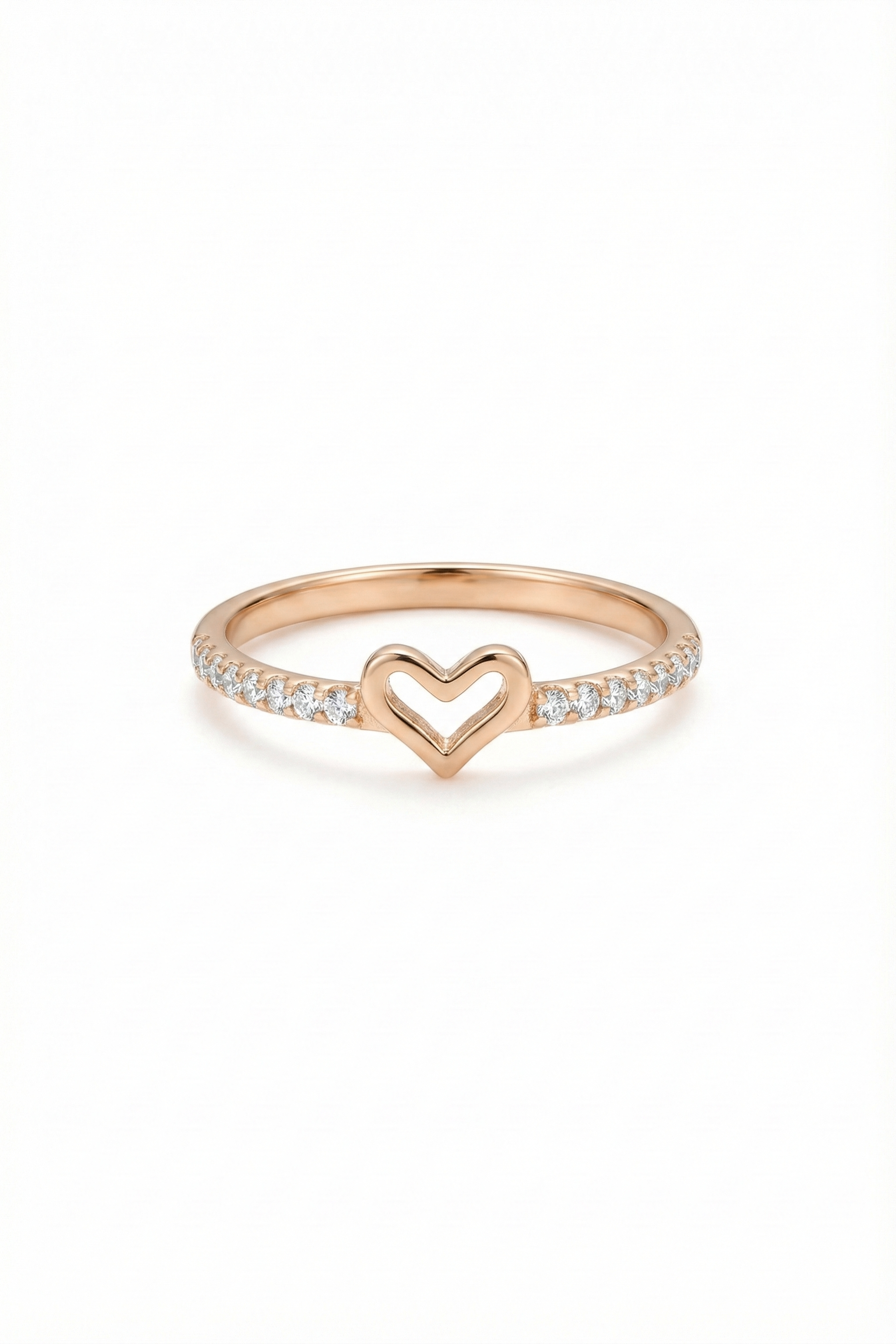 14k Gold Halo Heart Ring