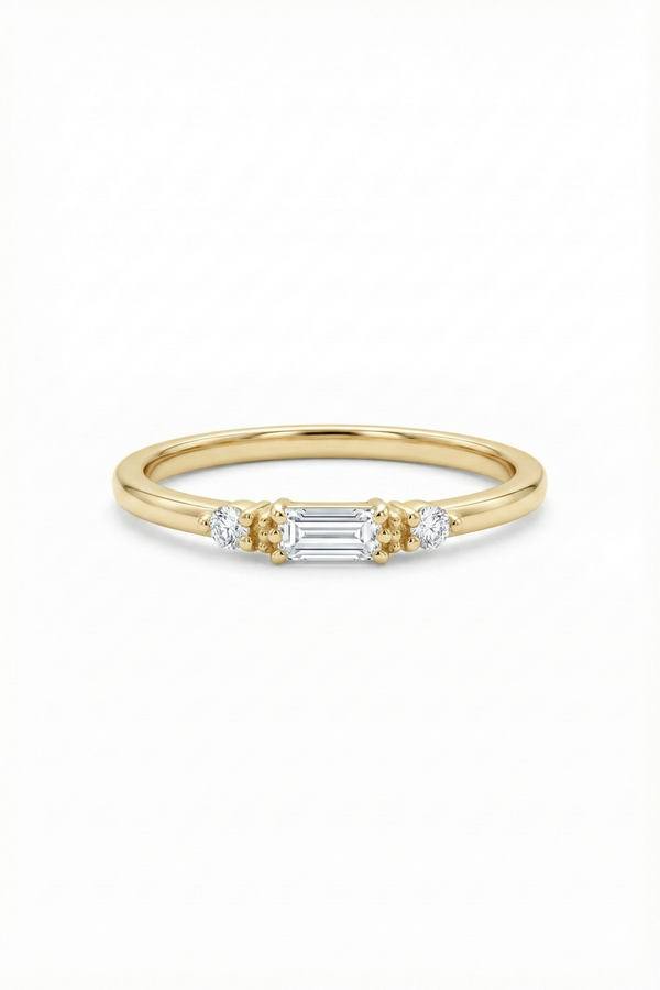 14K Gold Baguette Accent Ring