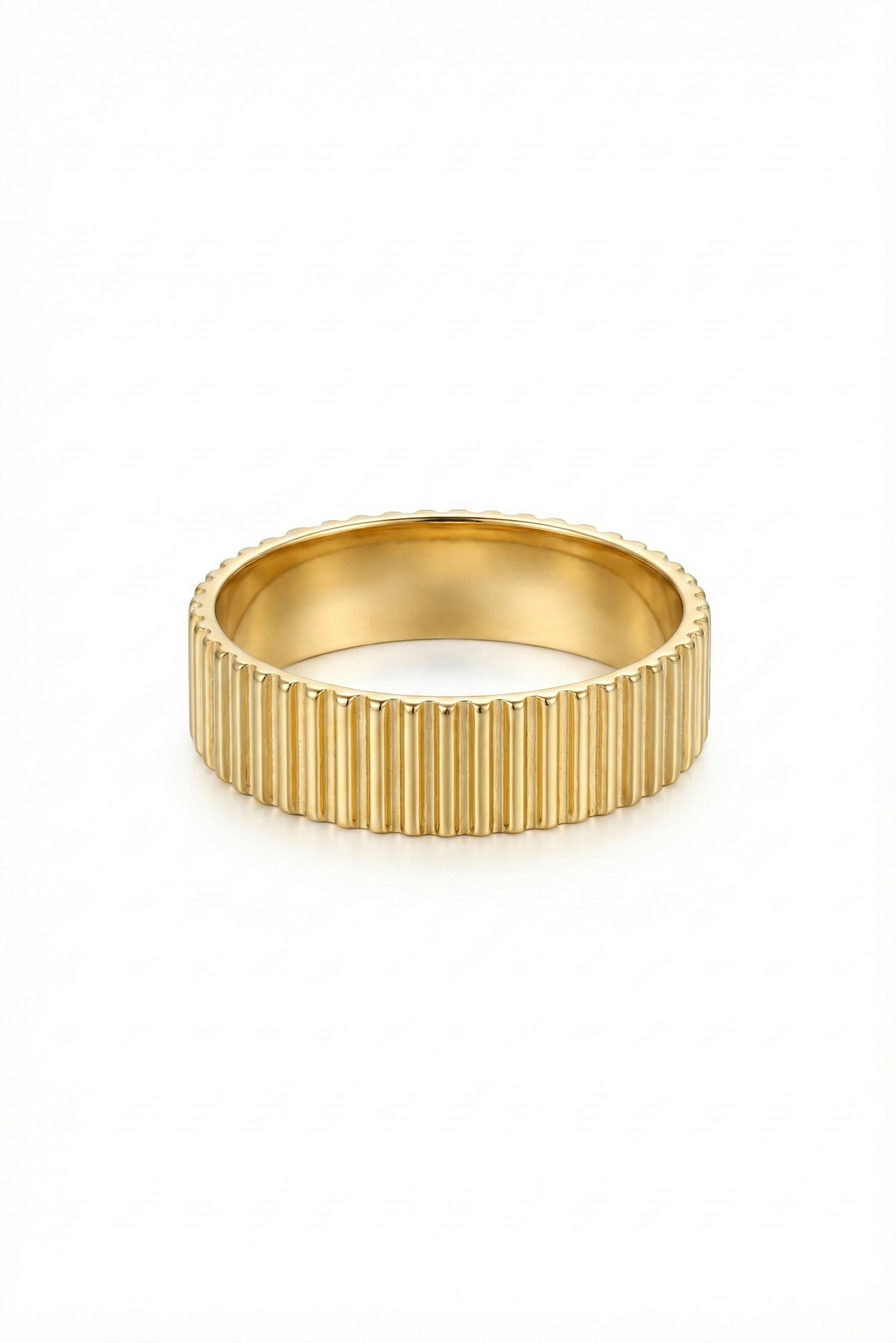 14k Gold Fluted Design Wide Band Ring